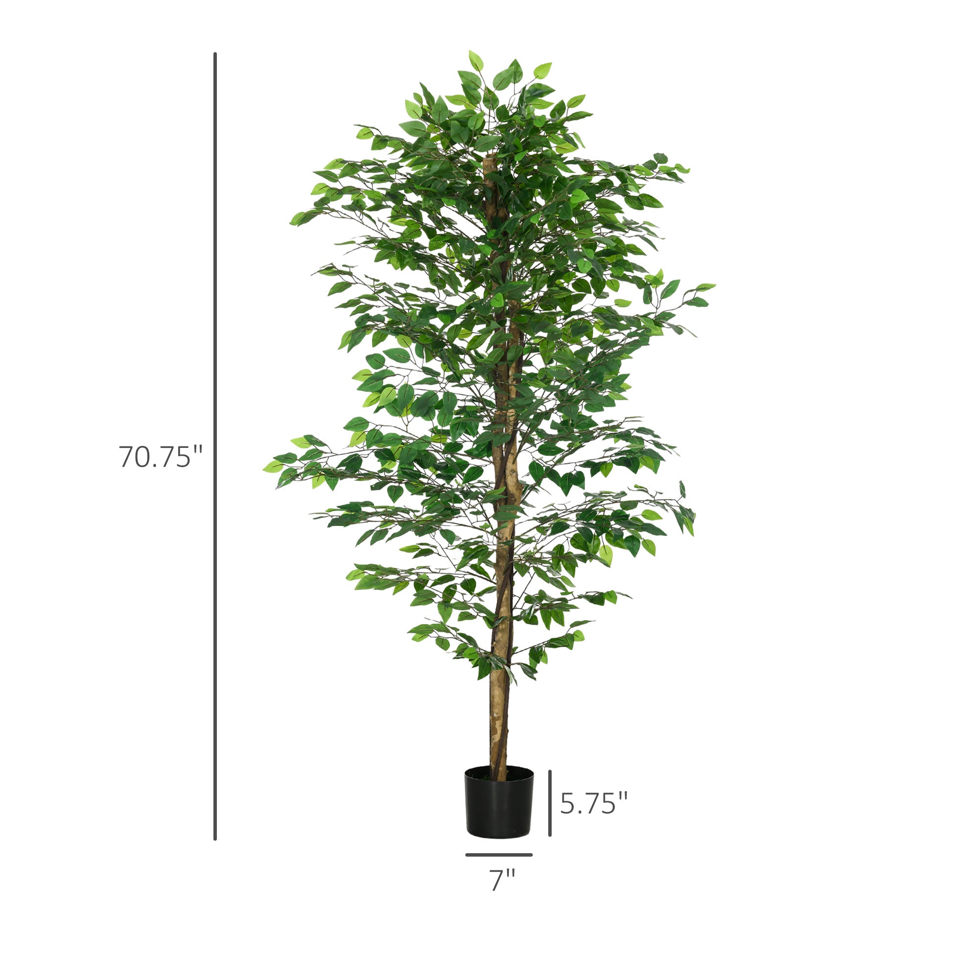 6ft Artificial Tree, Indoor Outdoor Fake Ficus with Pot, for Home Office Living Room Decor