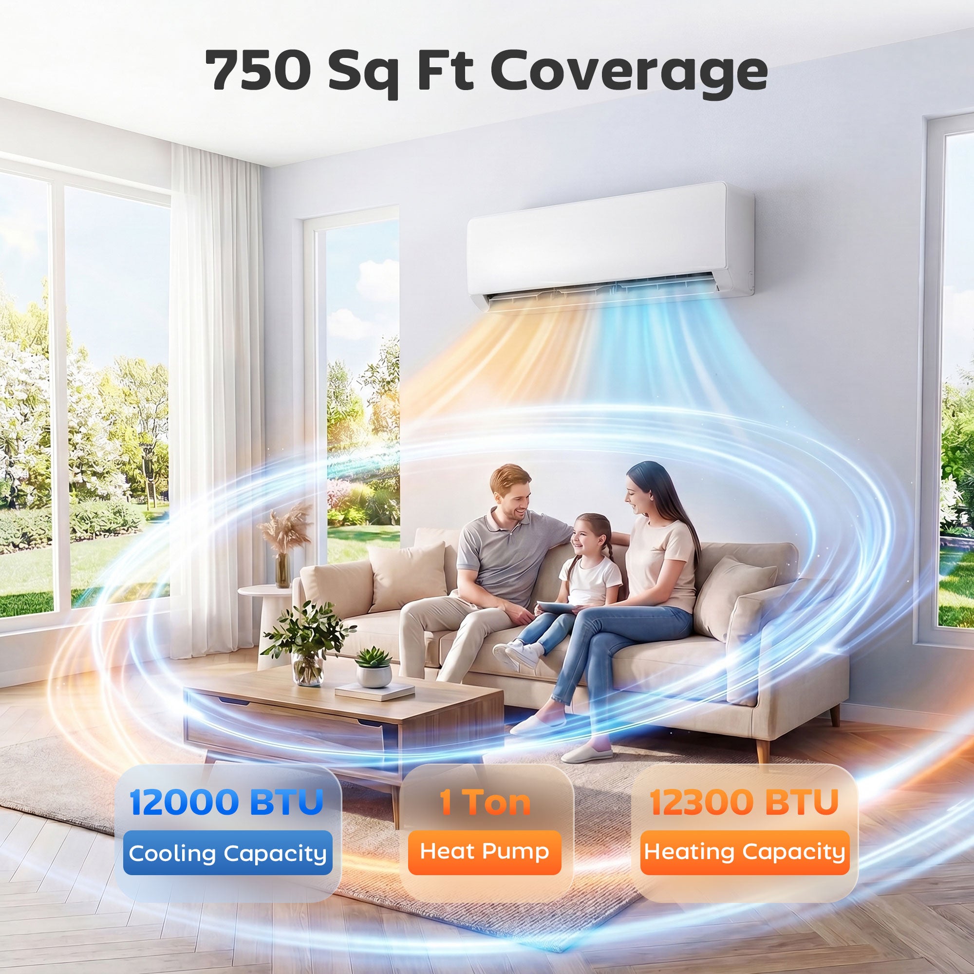 12000 BTU Mini Split Air Conditioner, 22 SEER2 115V Wifi Enabled Inverter AC Unit & Ductless Heat Pump Cools up to 750 Sq. Ft, with Installation Kit, Works with Alexa