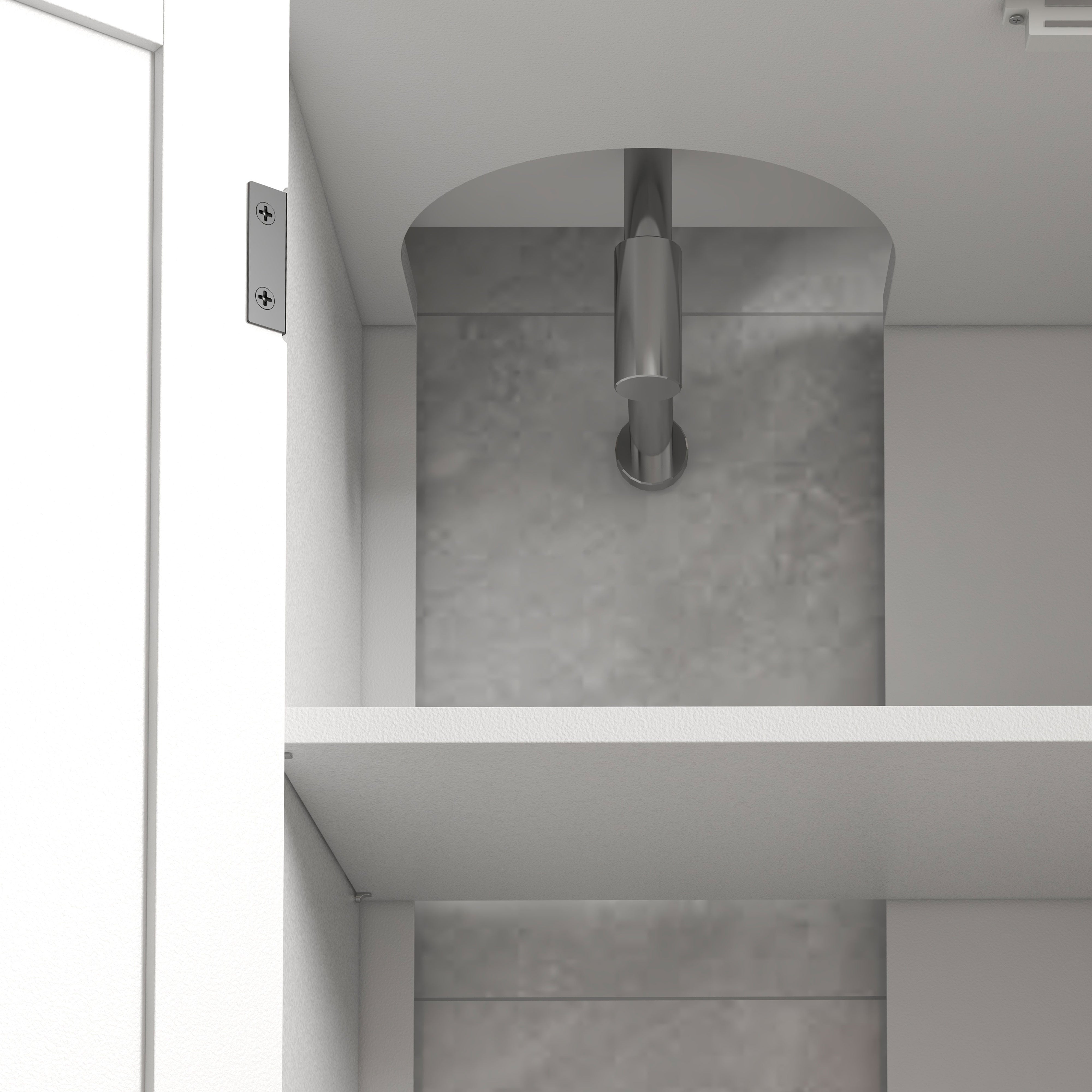 Bathroom Vanity Cabinet, Modern Farmhouse Under Sink Storage Cabinet with Double Doors, Open and Adjustable Shelves for Wall-Mounted Sink, 35.4" W x 11.8" D x 23.6" H, White