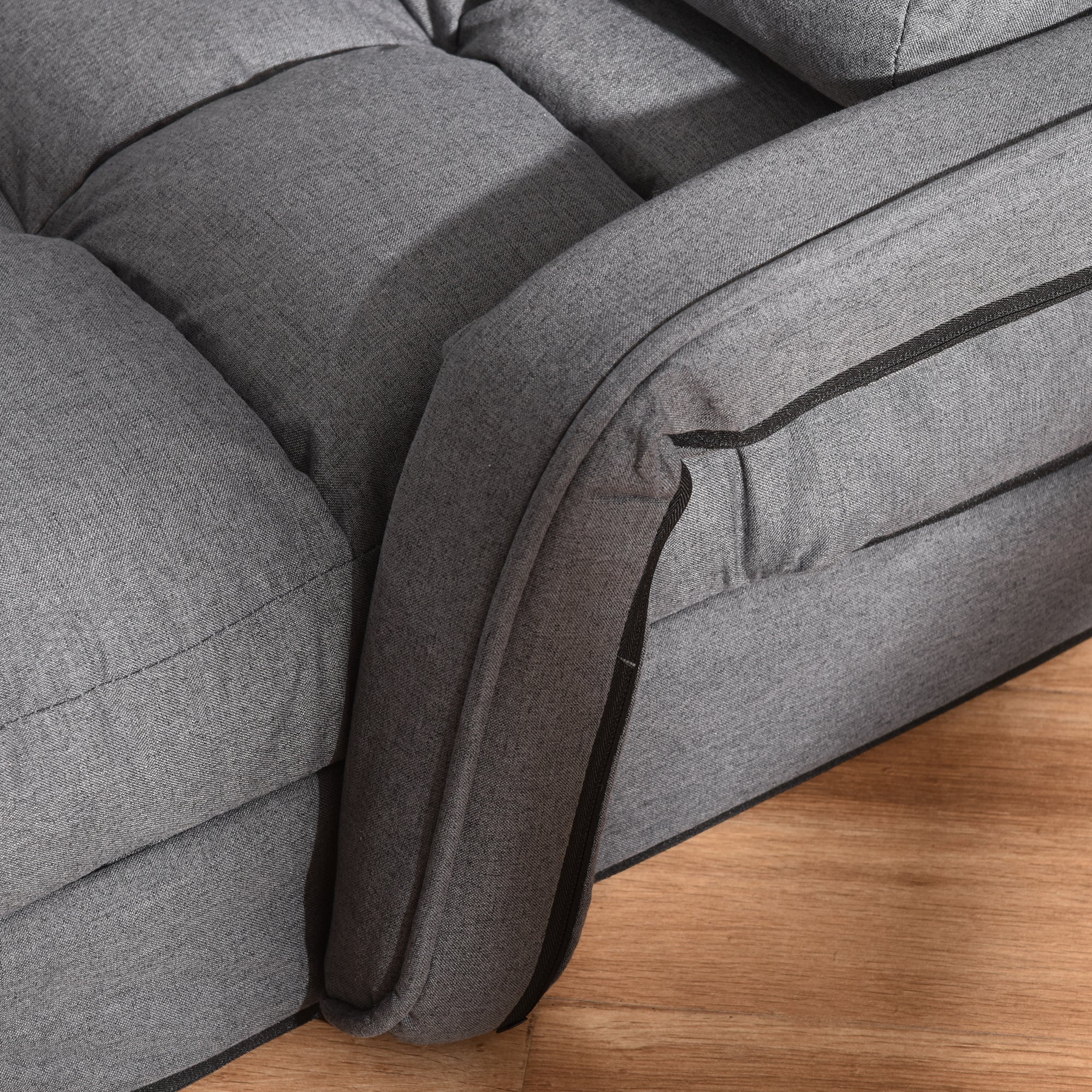 Convertible Floor Sofa Bed Recliner Armchair Upholstered Sleeper Chair with Pillow Grey