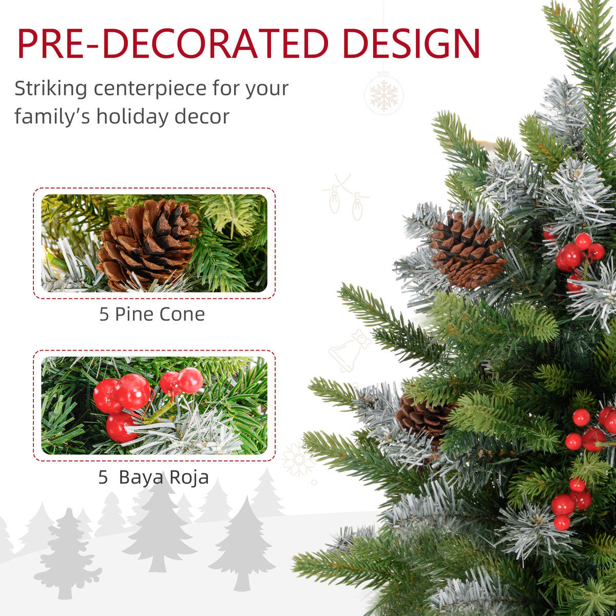 Set of 2 2ft Pre-Lit Artificial Christmas Trees with 20 Warm White Lights and 141 Tips, Burlap Base, Xmas Tree for Home Office Holiday, Green