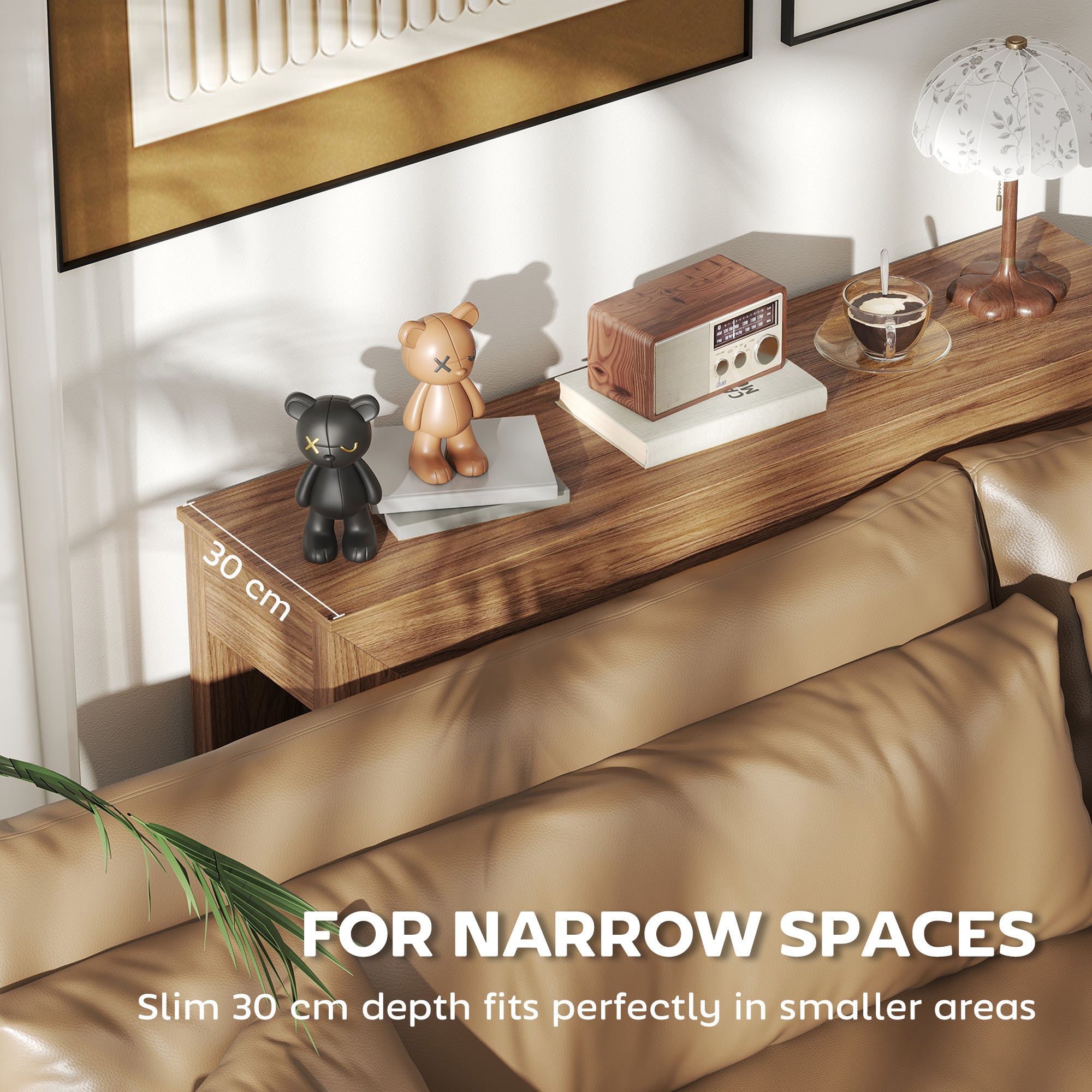 Modern Console Table, 47" Narrow Entryway Table for Living Room, Hallway, Walnut