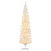 HOMCOM 7 ft Pre-Lit Noble Fir Slim Artificial Christmas Tree with 499 Tips and 200 Warm White LED Lights, White