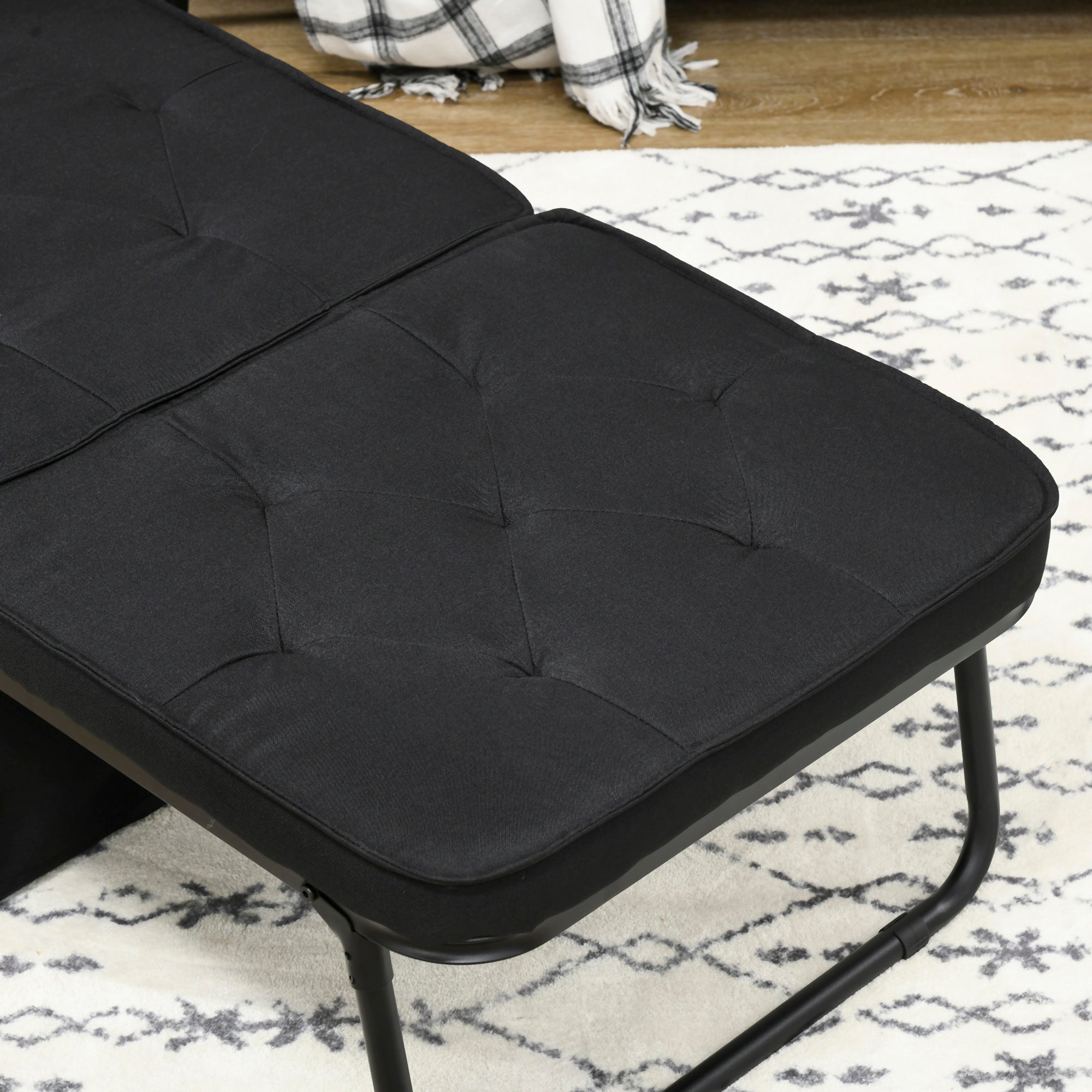 4 in 1 Multi Function Folding Sofa Bed, Pull Out Chair Bed w/ Adjustable Backrest, Black