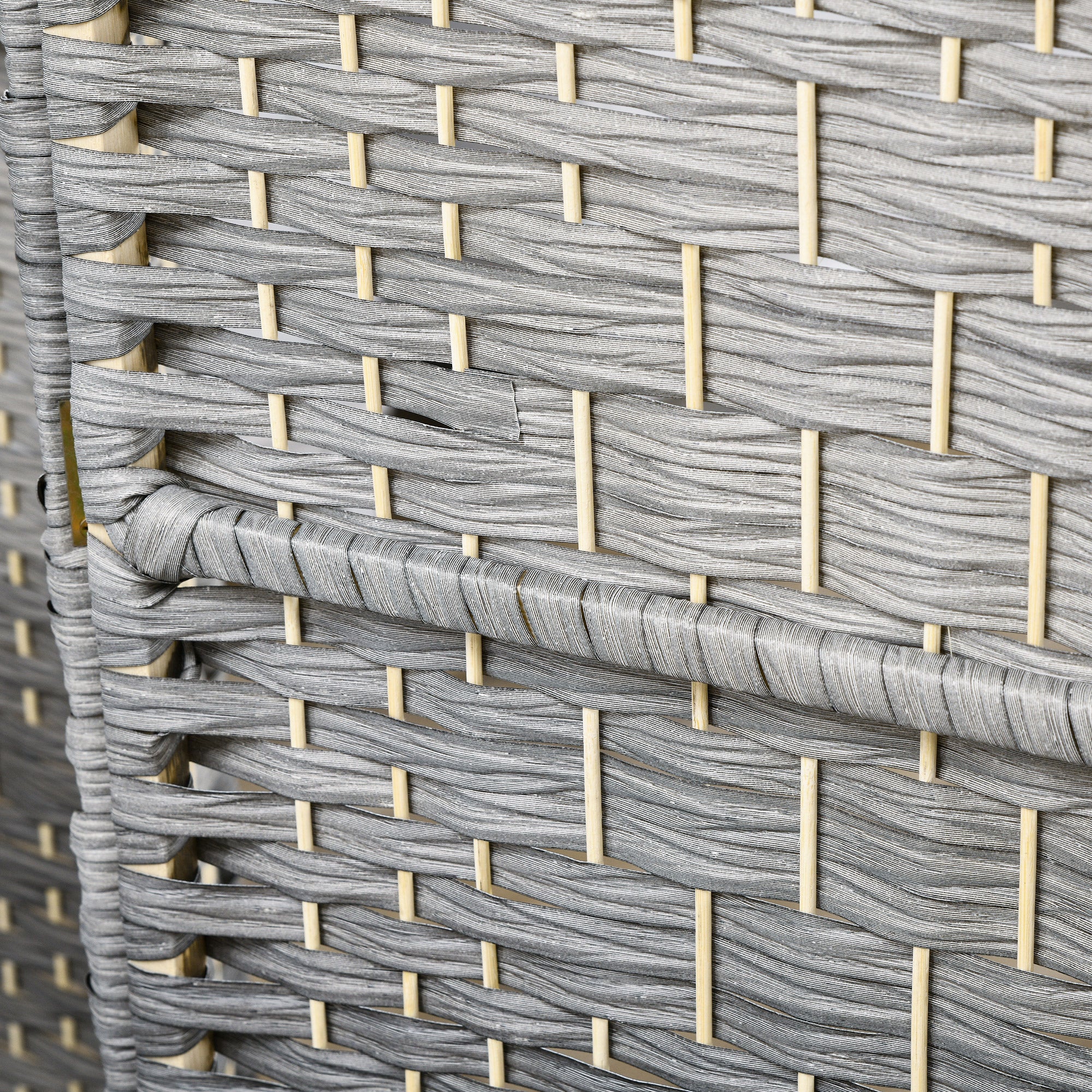 4 Panel 6' Tall Privacy Screen Freestanding Wood Partition, Mixed Gray