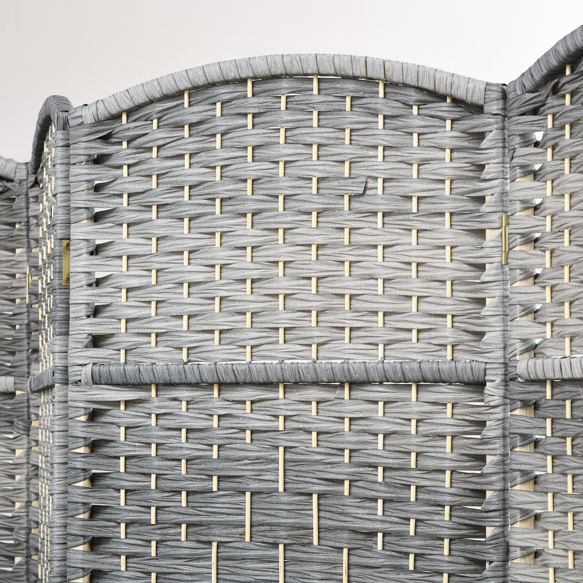 4 Panel 6' Tall Privacy Screen Freestanding Wood Partition, Mixed Gray