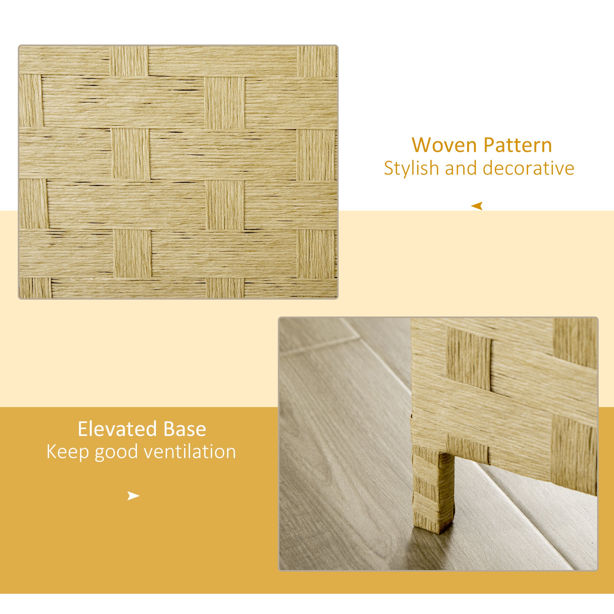 HOMCOM 4-Panel Room Dividers, Wave Fibre Freestanding Folding Privacy Screen Panels, Partition Wall Divider for Indoor Bedroom Office, 170 cm, Brown