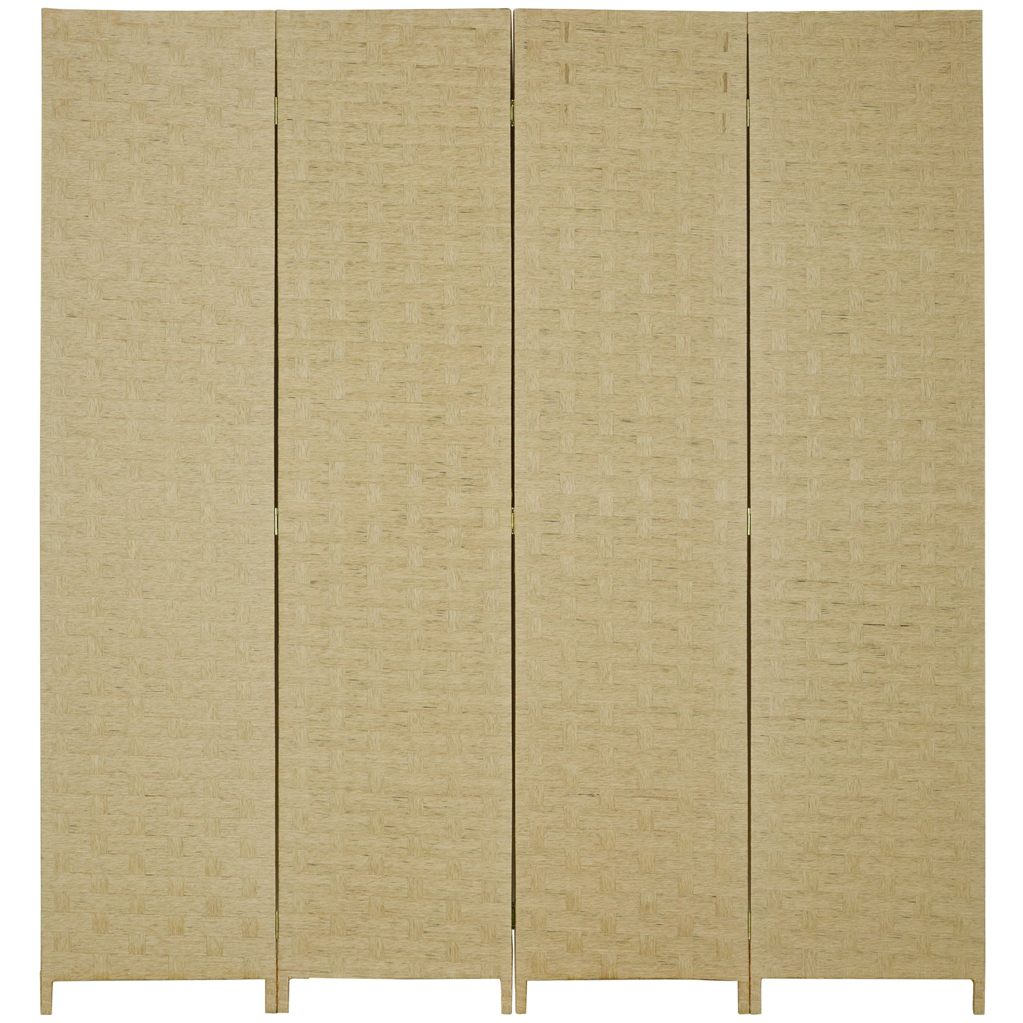 HOMCOM 4-Panel Room Dividers, Wave Fibre Freestanding Folding Privacy Screen Panels, Partition Wall Divider for Indoor Bedroom Office, 170 cm, Brown