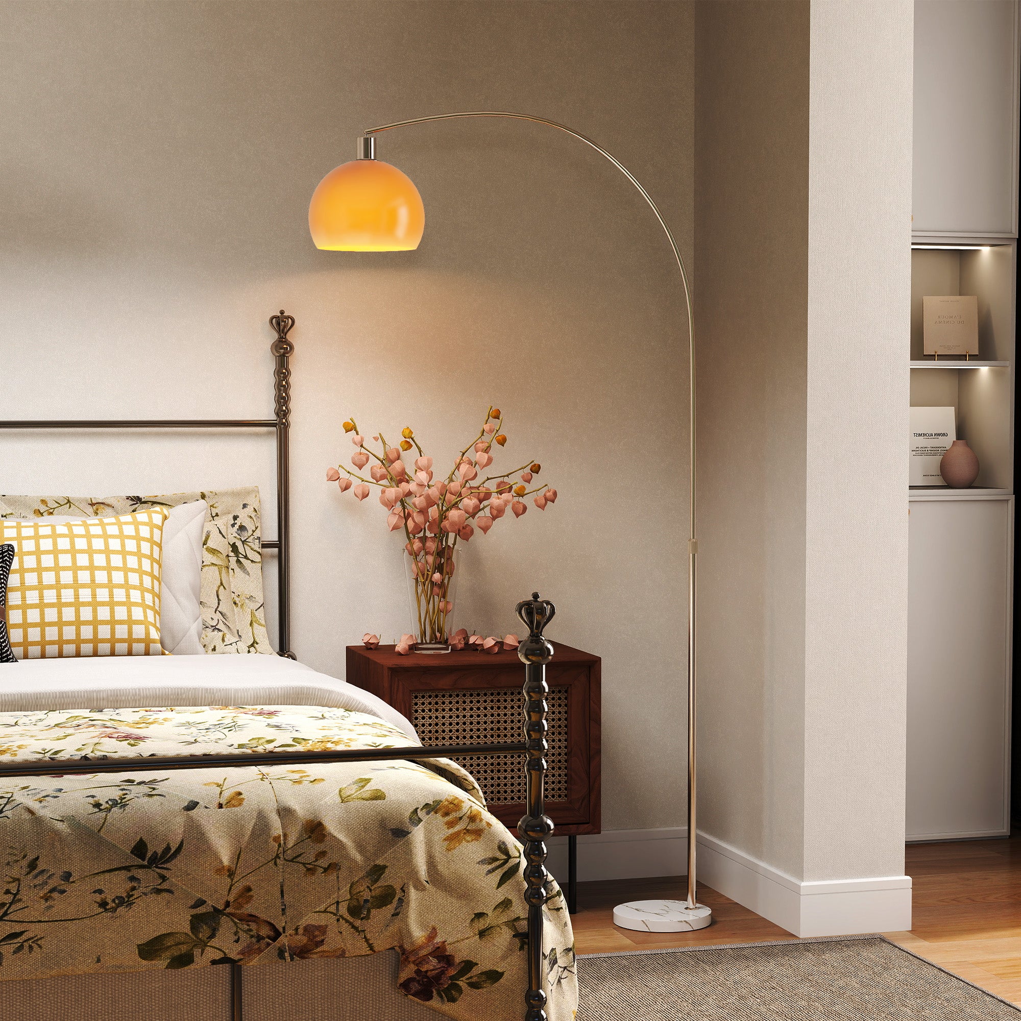 Floor Lamp for Living Room, Modern Standing Lamp with Shade & Foot Switch, Minimalist Tall Pole Lampshade for Bedroom, Office, White