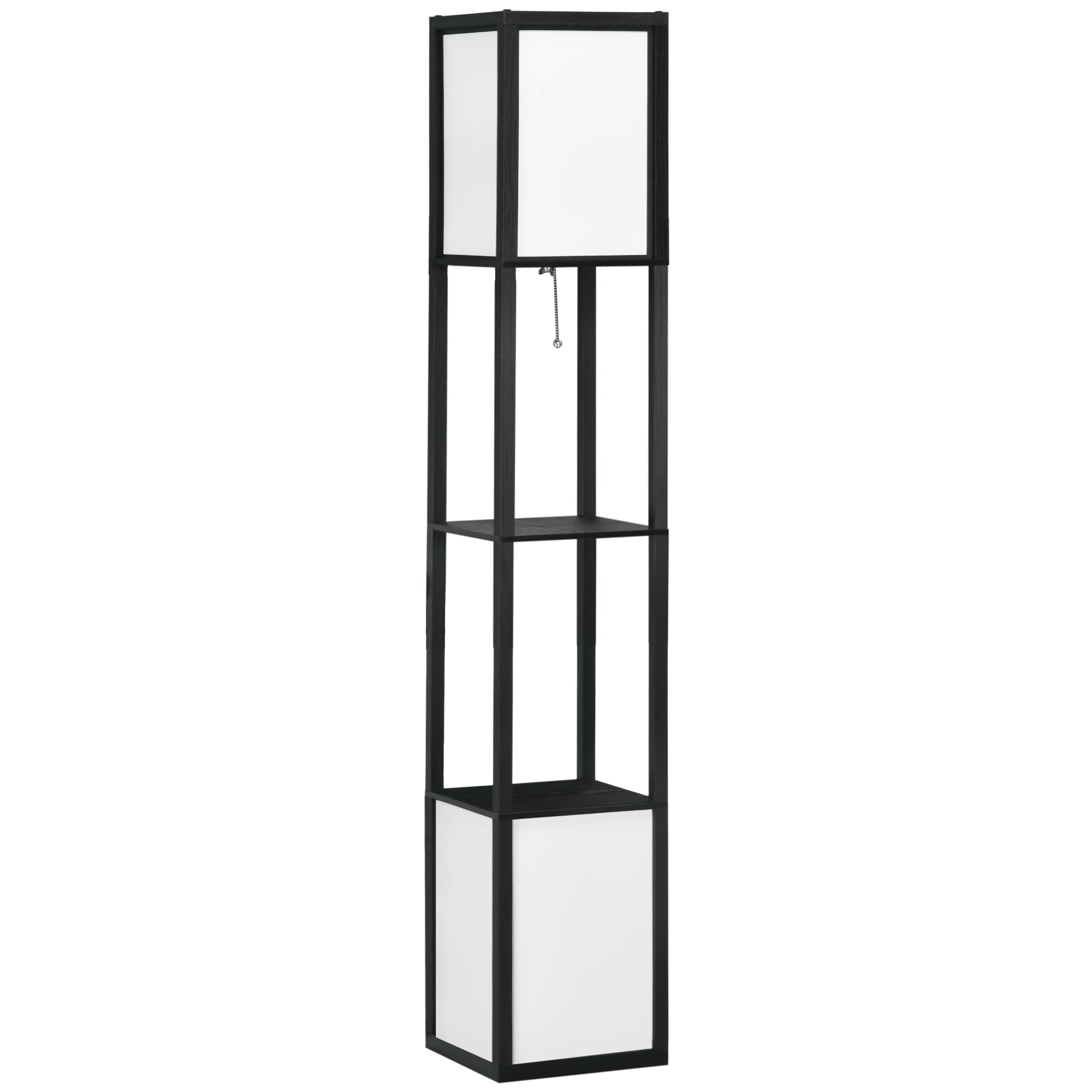 Modern Shelf Floor Lamp with Dual Ambient Light Standing Lamp Black