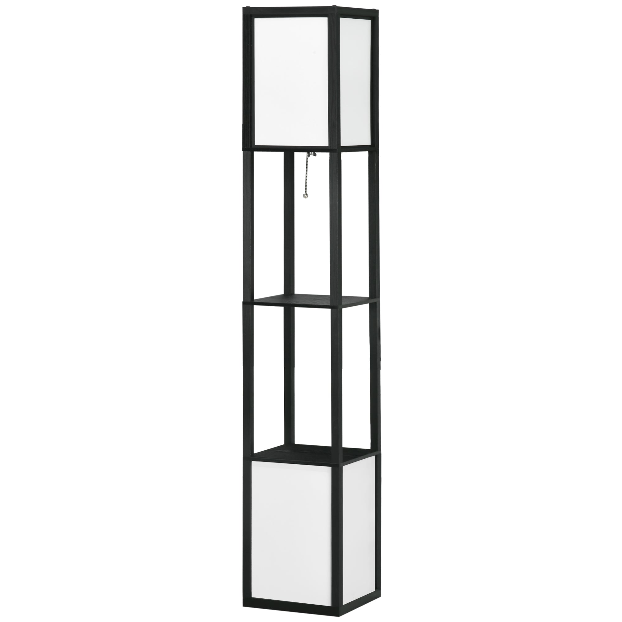 Modern Shelf Floor Lamp with Dual Ambient Light Standing Lamp Black