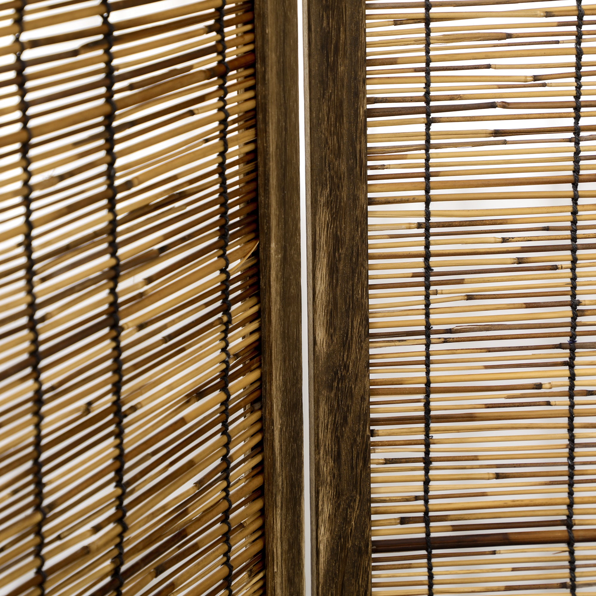 Hand Woven Room Divider 4 Panel Folding Privacy Screen Indoor Reed Partition Wall 63"x67" - HOMCOM