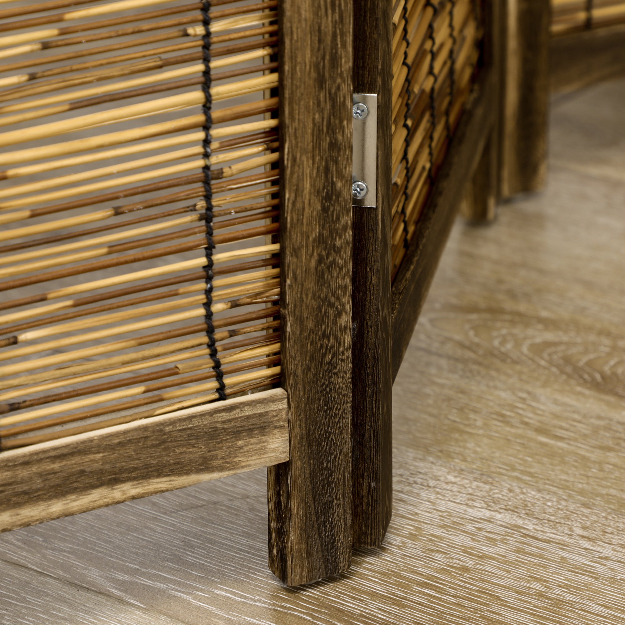 Hand Woven Room Divider 4 Panel Folding Privacy Screen Indoor Reed Partition Wall 63"x67" - HOMCOM