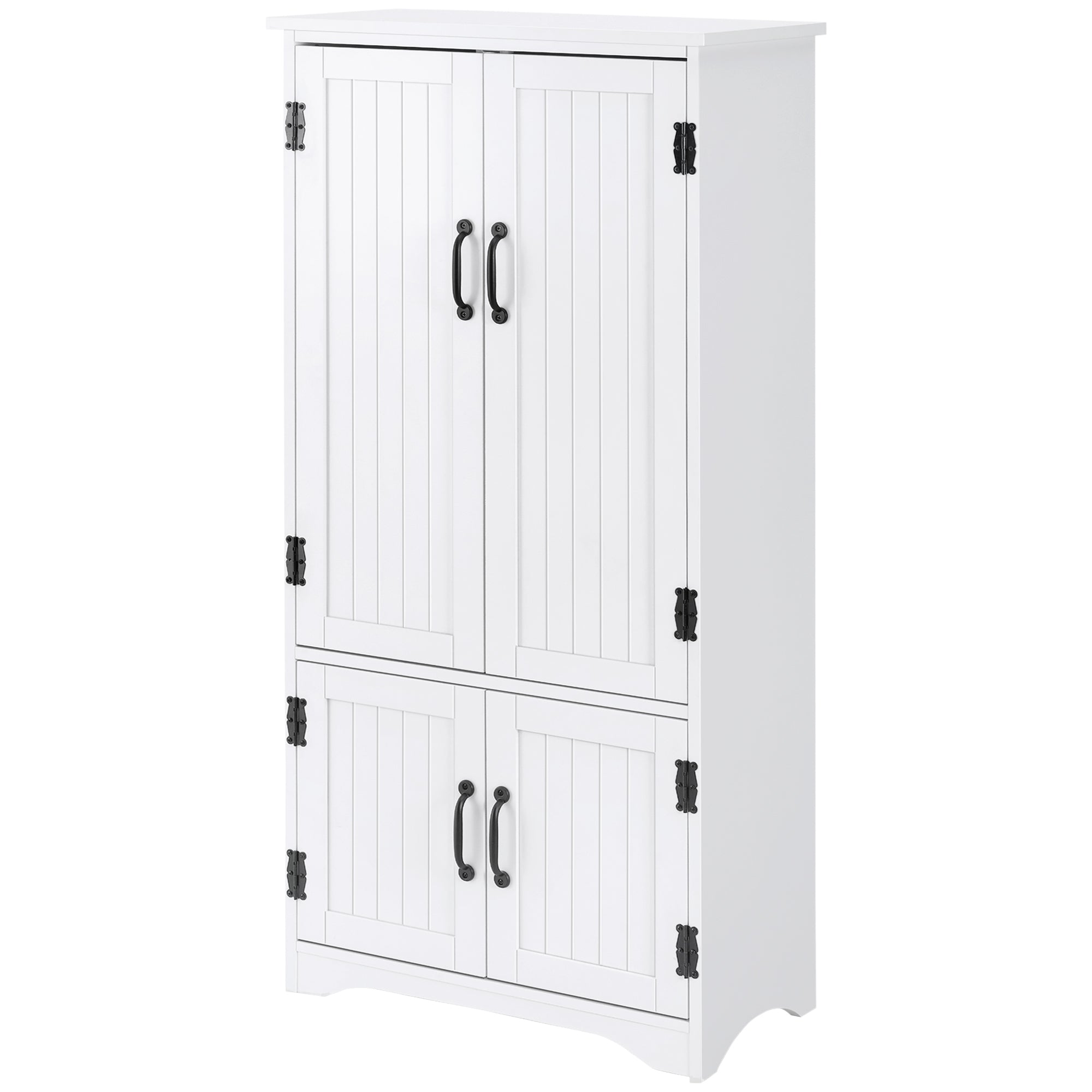 48.5" Floor Storage Cabinet, Kitchen Pantry w/ Adjustable Shelves & 2 Lower Doors, White