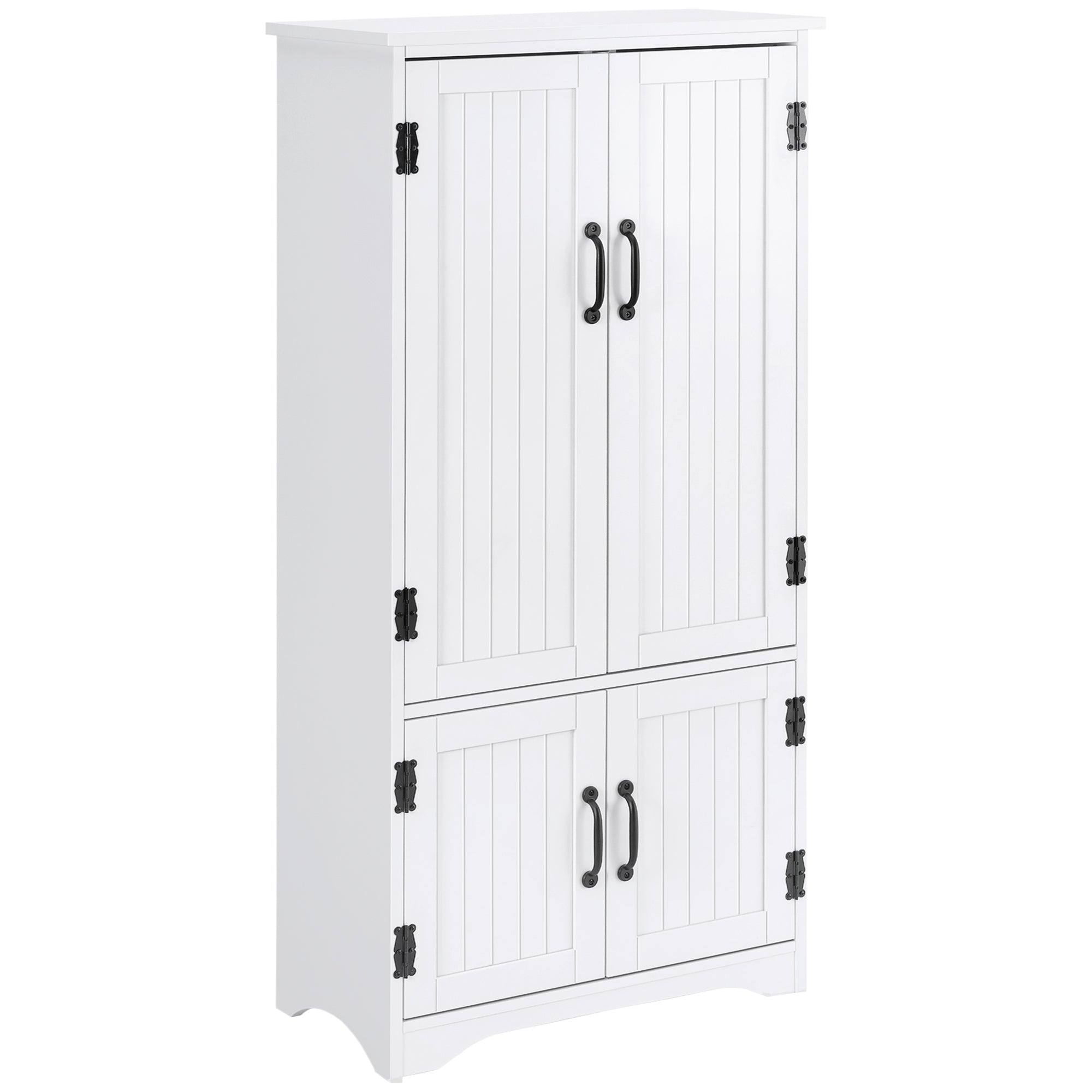 48.5" Floor Storage Cabinet, Kitchen Pantry w/ Adjustable Shelves & 2 Lower Doors, White