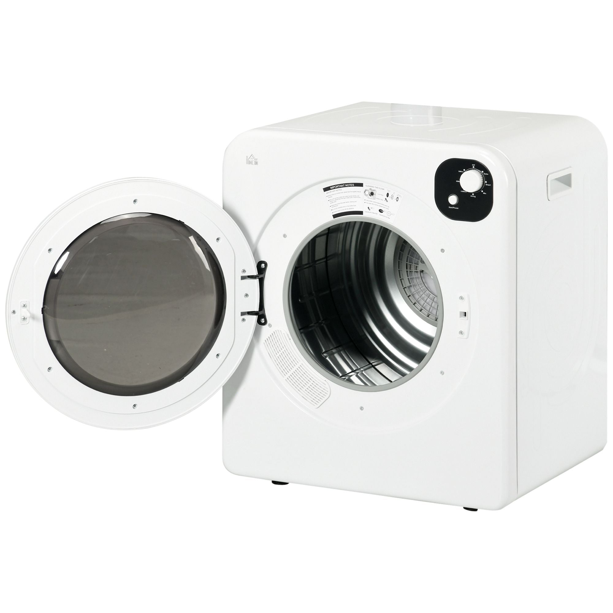 HOMCOM 6kg Vented Tumble Dryer, Freestanding, Wall Mounted, Stackable, Portable Dryer with 7 Programmers, White