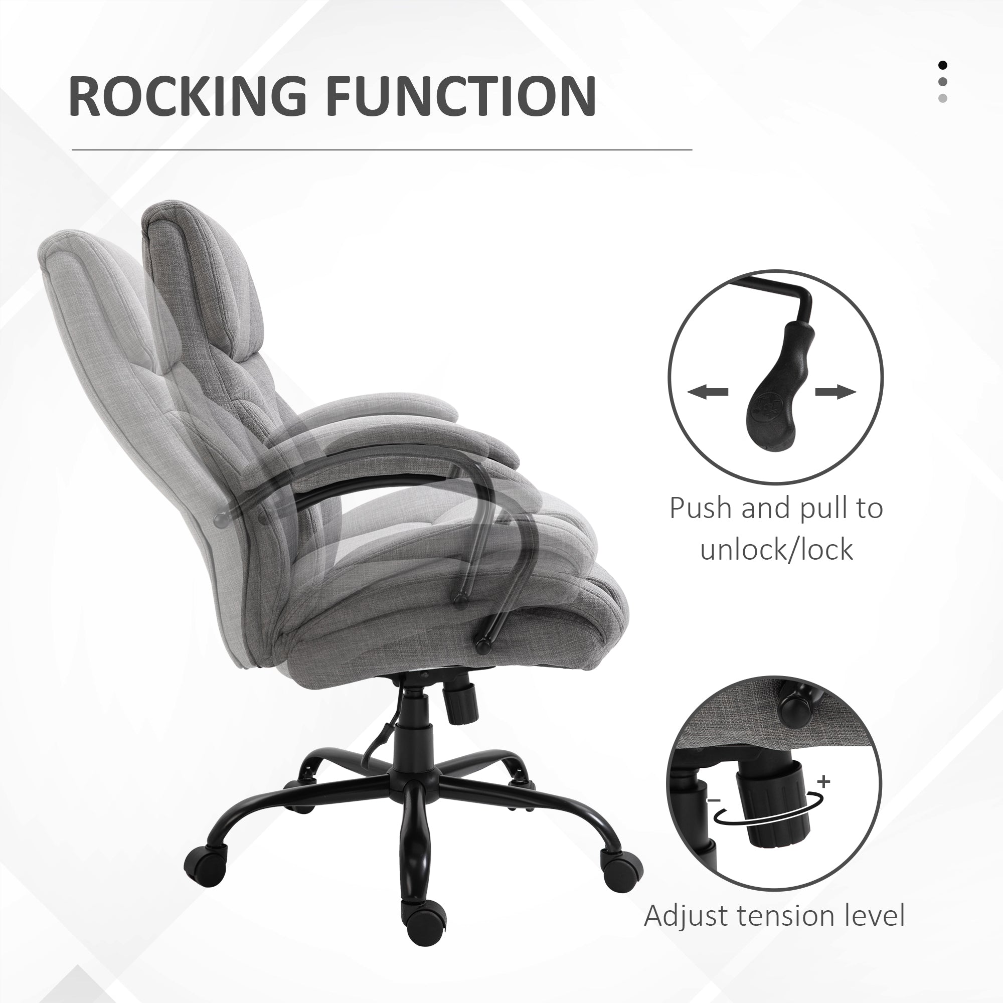 500lbs Ergonomic Executive Computer Chair w/ Adjustable Height & Linen Finish, Light Grey