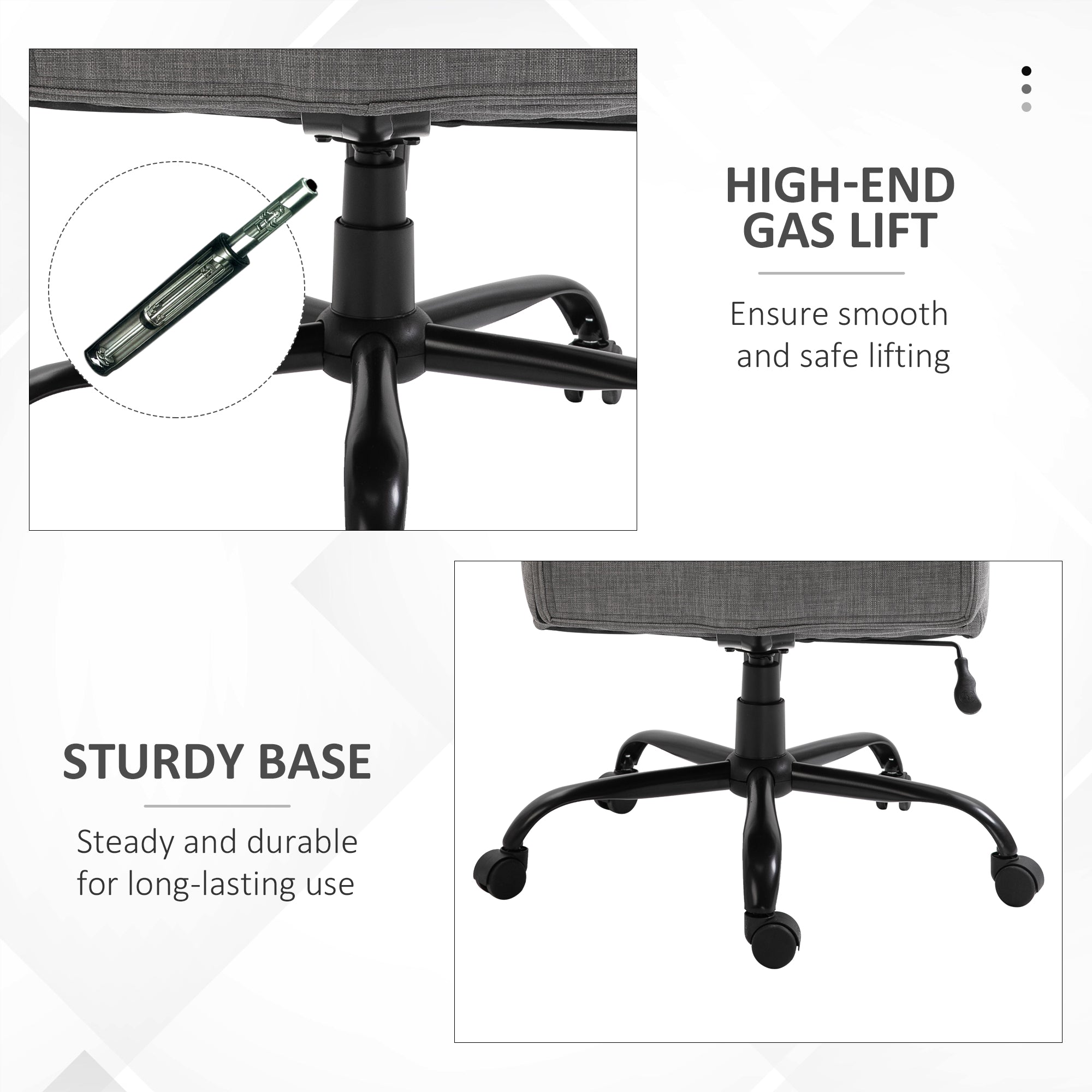 500lbs Ergonomic Executive Computer Chair w/ Adjustable Height & Linen Finish, Light Grey