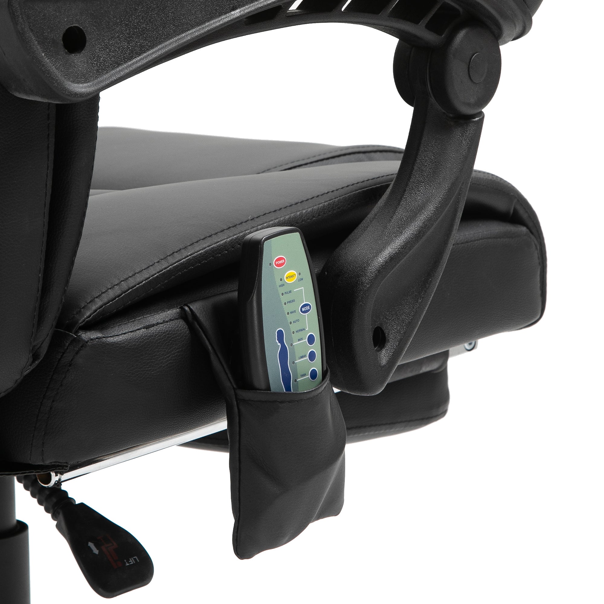 High Back Massage Office Chair with 6 Vibration Points, PU Leather Reclining Computer Chair, Ergonomic Desk Chair Black - HOMCOM