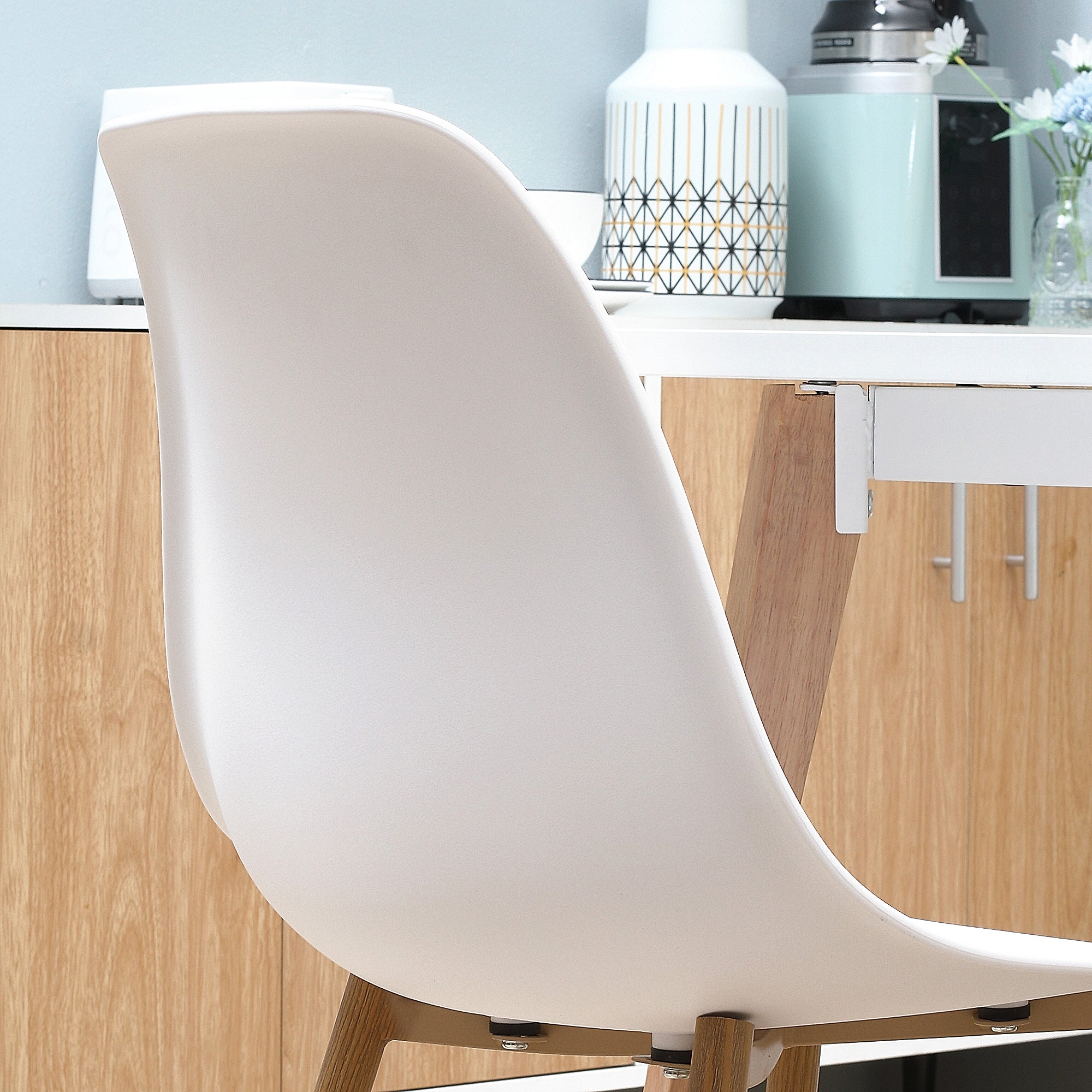HOMCOM Modern Dining Chairs Set of 4, Kitchen Chairs with Backrest and Steel Legs for for Dining Room, Living Room, White