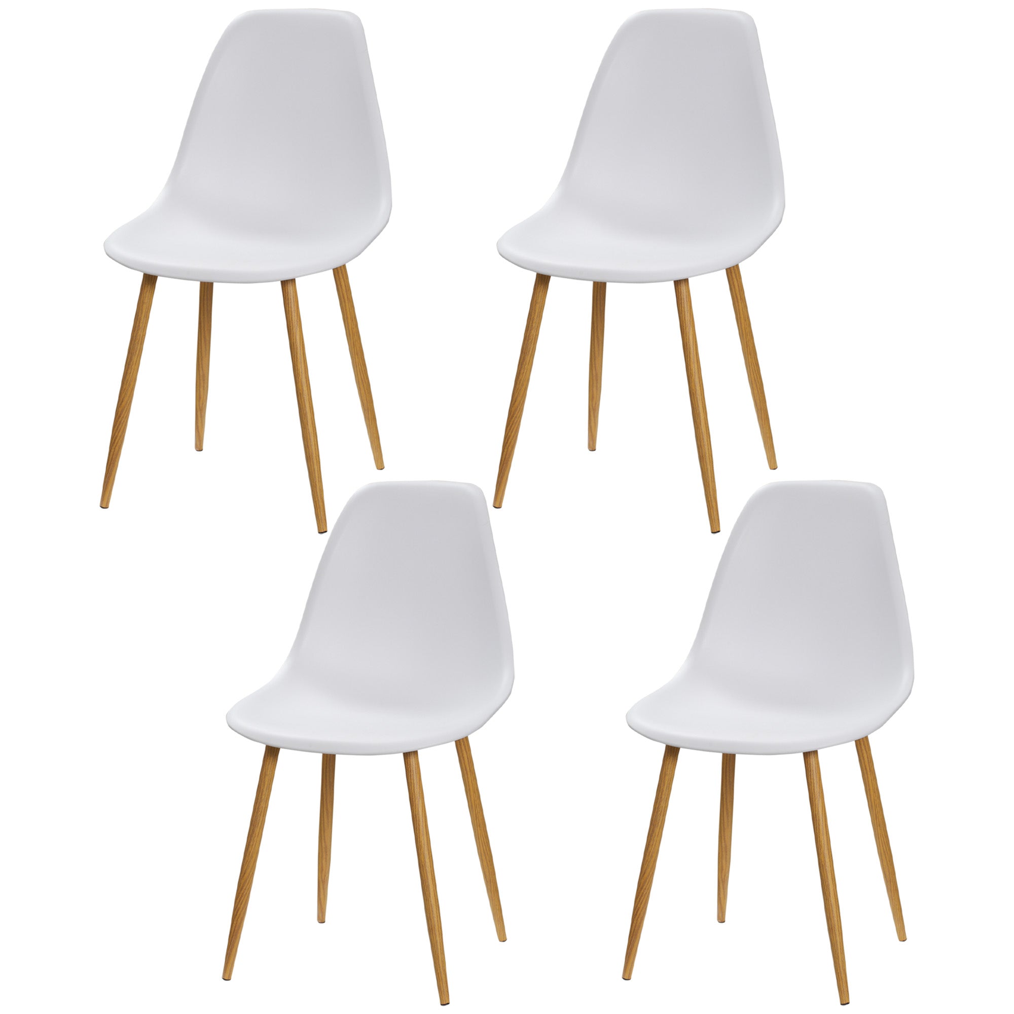 HOMCOM Modern Dining Chairs Set of 4, Kitchen Chairs with Backrest and Steel Legs for for Dining Room, Living Room, White
