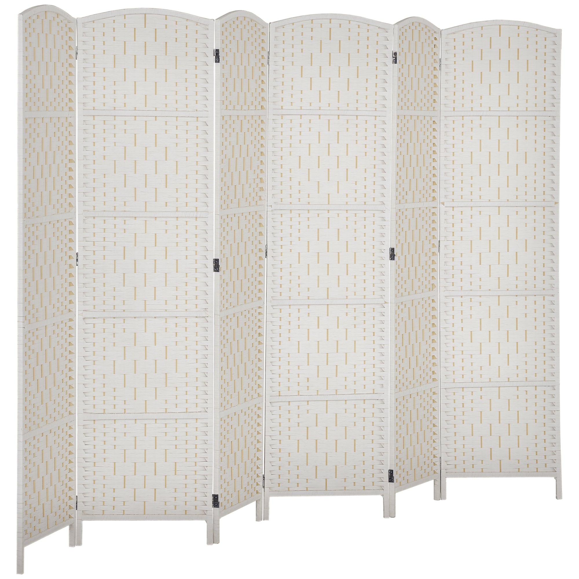 6 Panels Room Divider, 6 Ft Tall Indoor Portable Folding Privacy Screens, Hand-Woven Double Hinged Freestanding Partition Wall Divider for Home Office, Natural