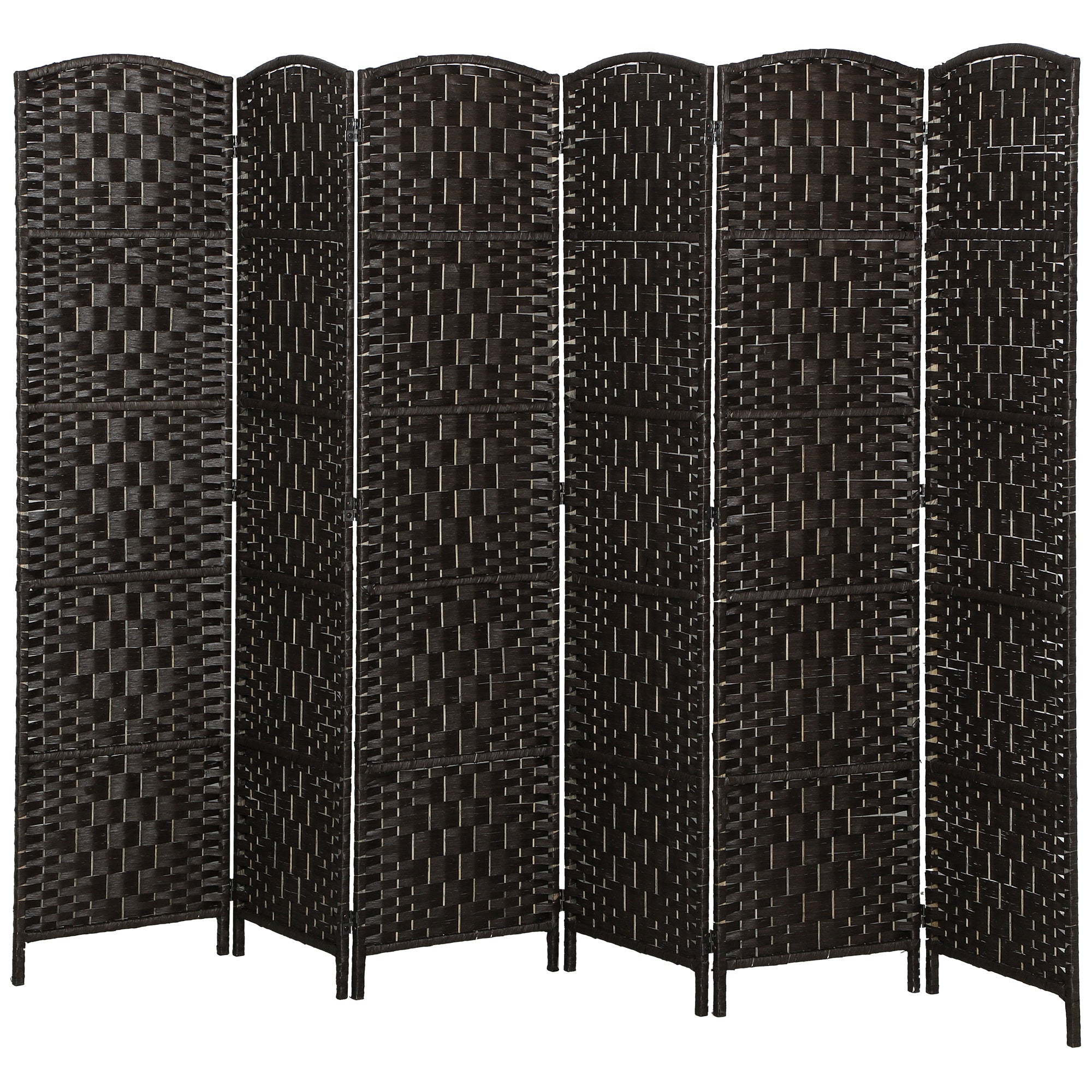 Room Divider, 6 Panel Folding Privacy Screen, 6FT Tall Portable Wicker Weave Partition Wall Divider for Bedroom, Home Office, Coffee