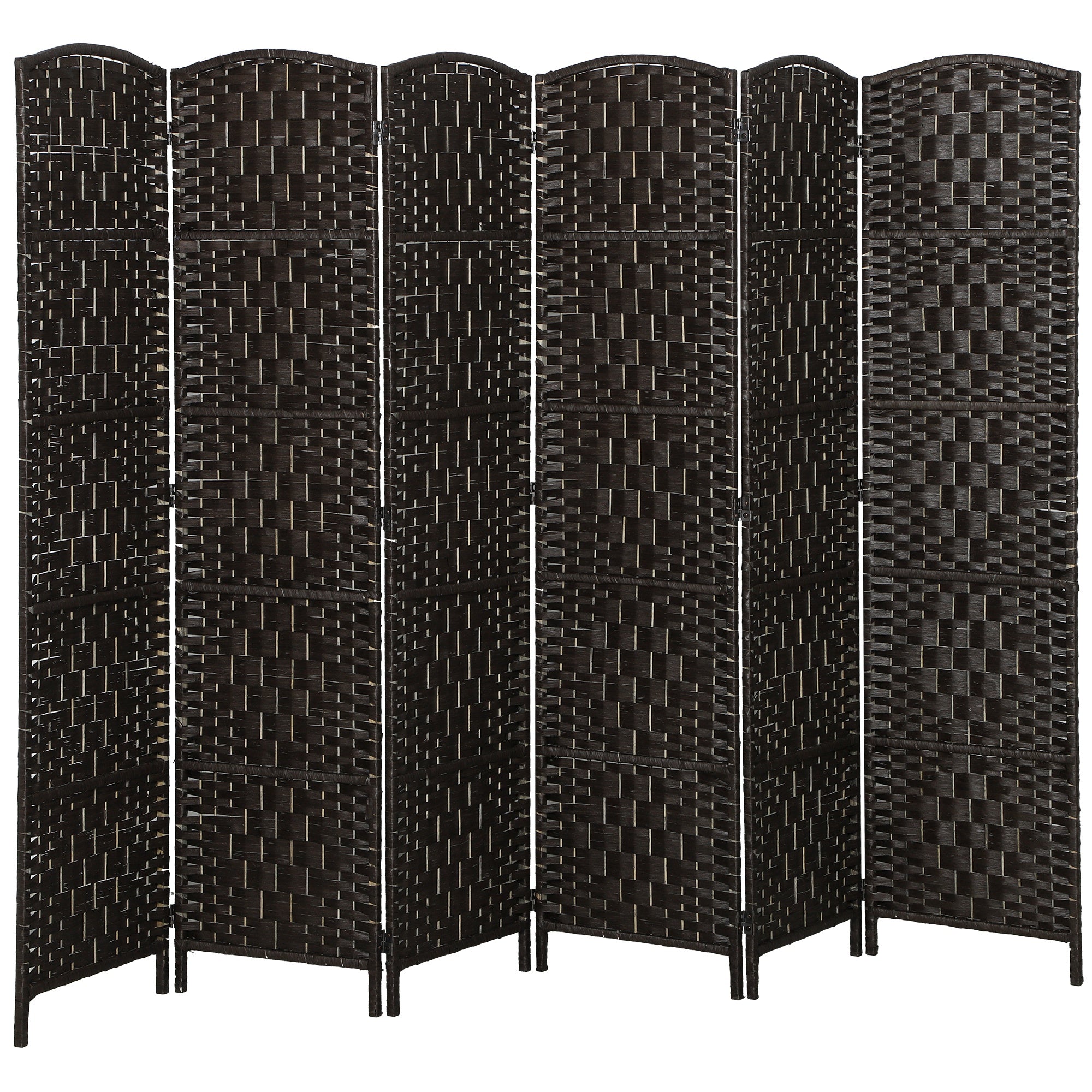 Room Divider, 6 Panel Folding Privacy Screen, 6FT Tall Portable Wicker Weave Partition Wall Divider for Bedroom, Home Office, Coffee