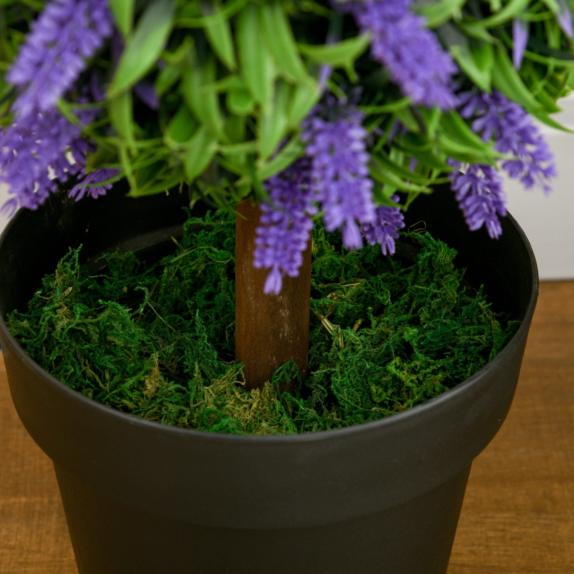 HOMCOM Set of 2 Decorative Artificial Plants Ball Trees with Lavender Flowers in Pot Fake Plants for Home Indoor Outdoor Decor, 110cm