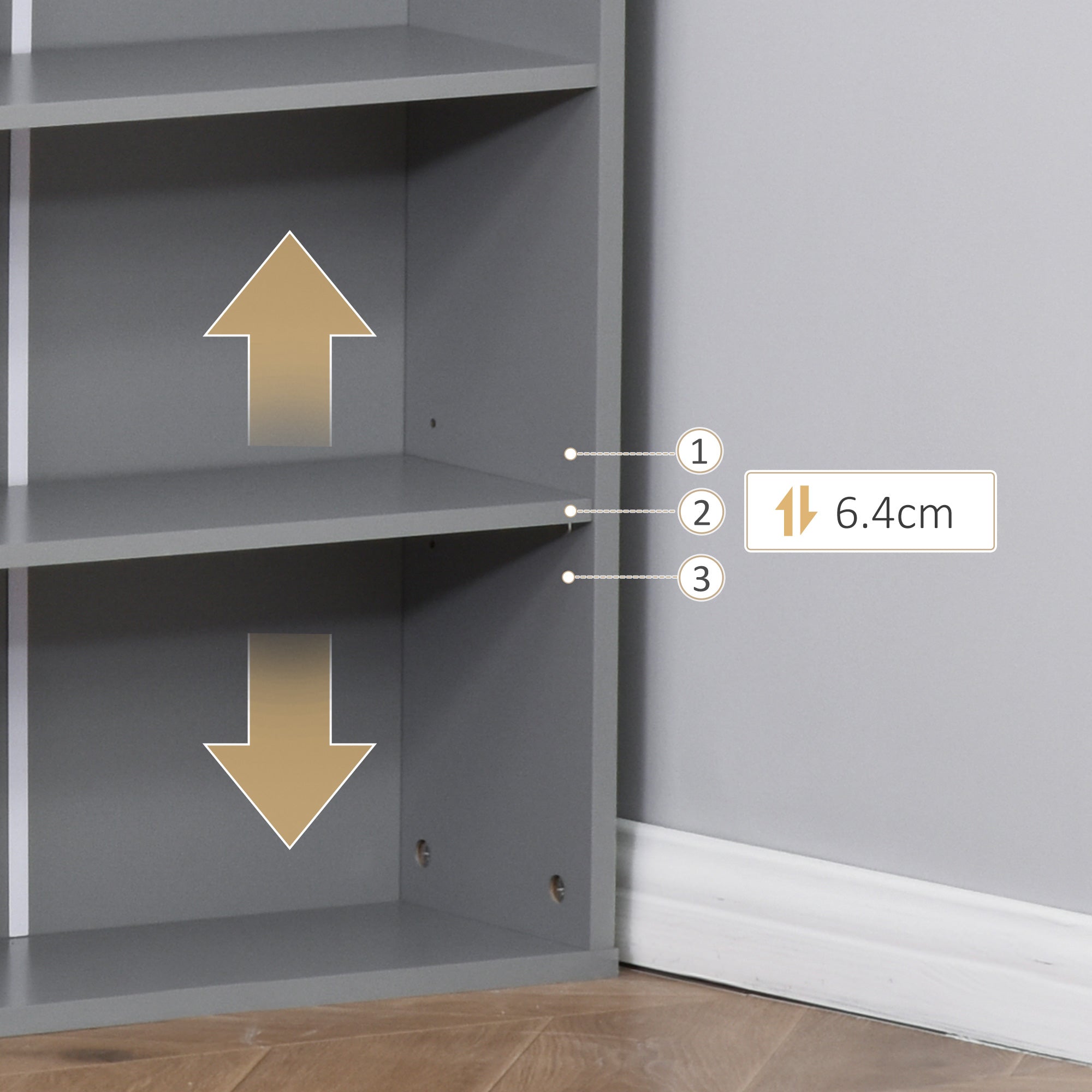 HOMCOM Wall Mounted Computer Desk, Folding Study Table with Black Board and Bookshelf, Multifunctional Floating Writing Desk for Home Office, Grey