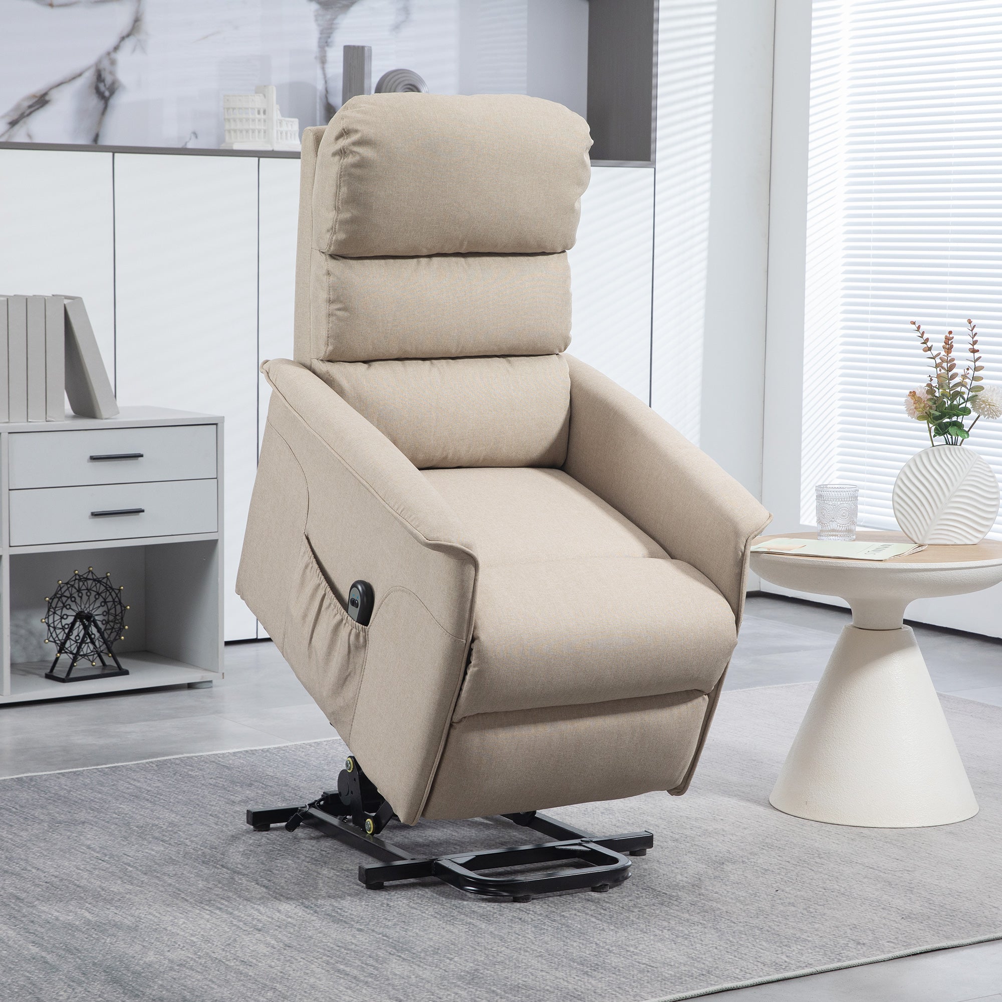 Electric Power Lift Chair with 135° Recline & Remote Control for Elderly Comfort, Beige