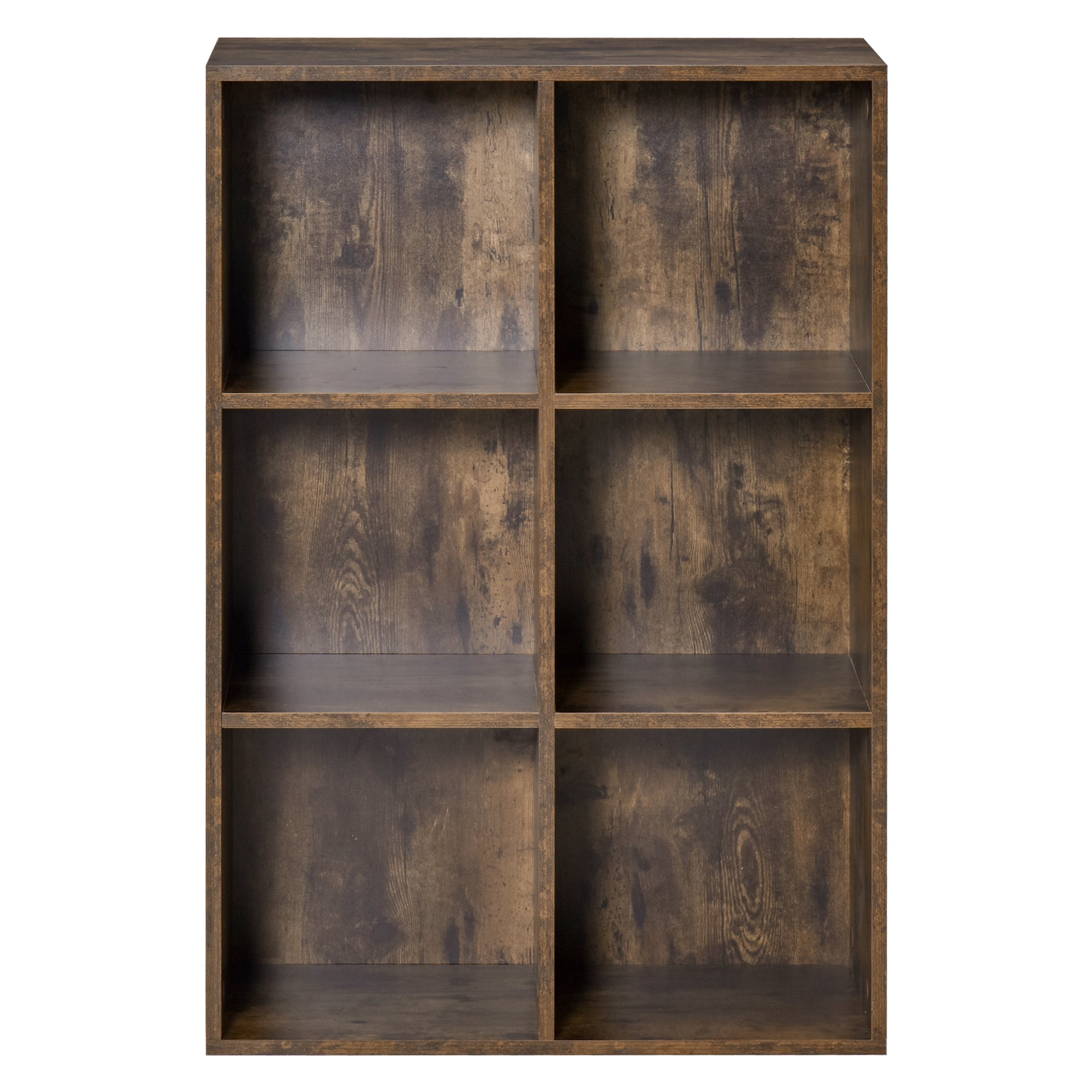 HOMCOM 6-Cube Bookcase, Storage Unit, Shelves Storage Display for Trinkets, Souvenirs, Potted Plants, for Study Room, Living Room, Home Office, 65.5 x 30 x 97.5cm, Rustic Brown