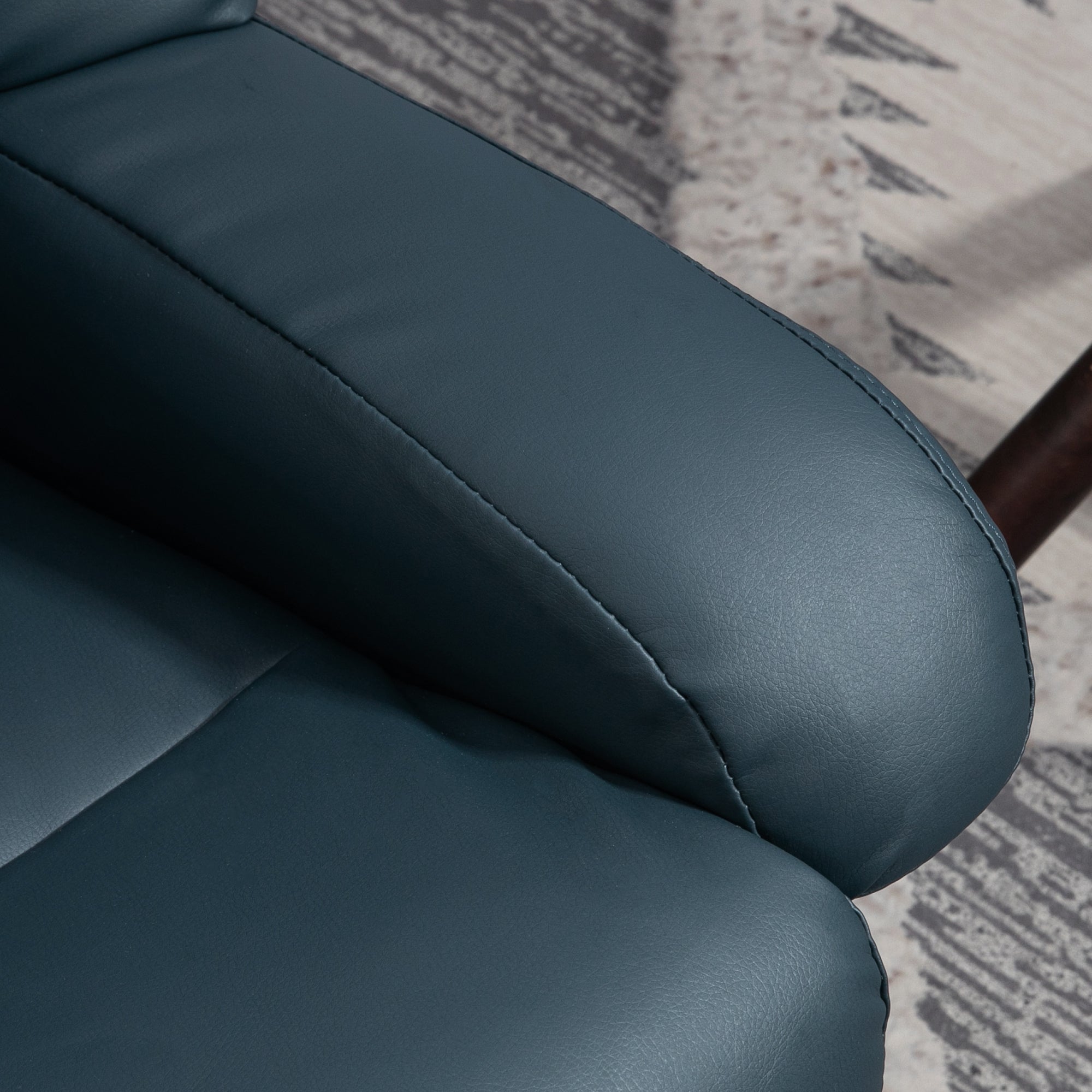 Swivel Recliner with Ottoman, Faux Leather Reclining Chair with Massage, Blue