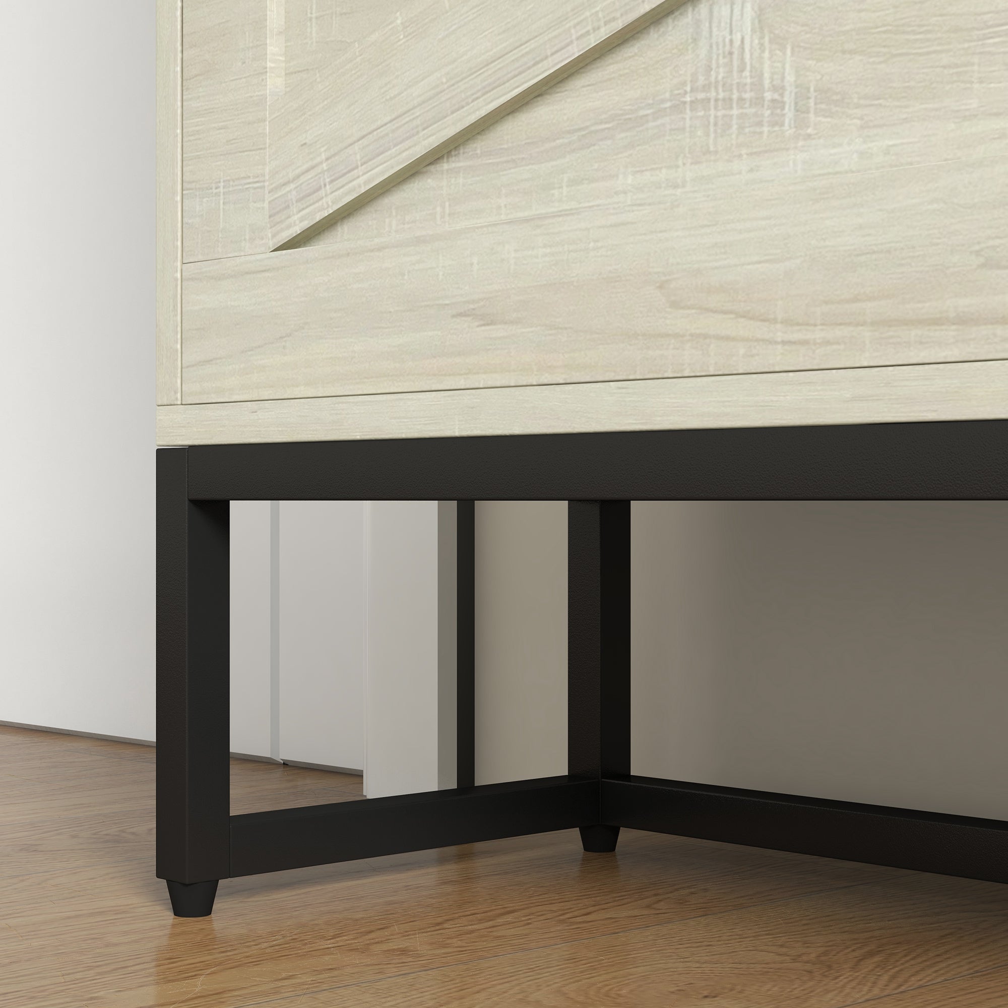 Slim Shoe Storage Cabinet w/ 2 Drawers & Adjustable Shelves for 12 Pairs, Distressed White