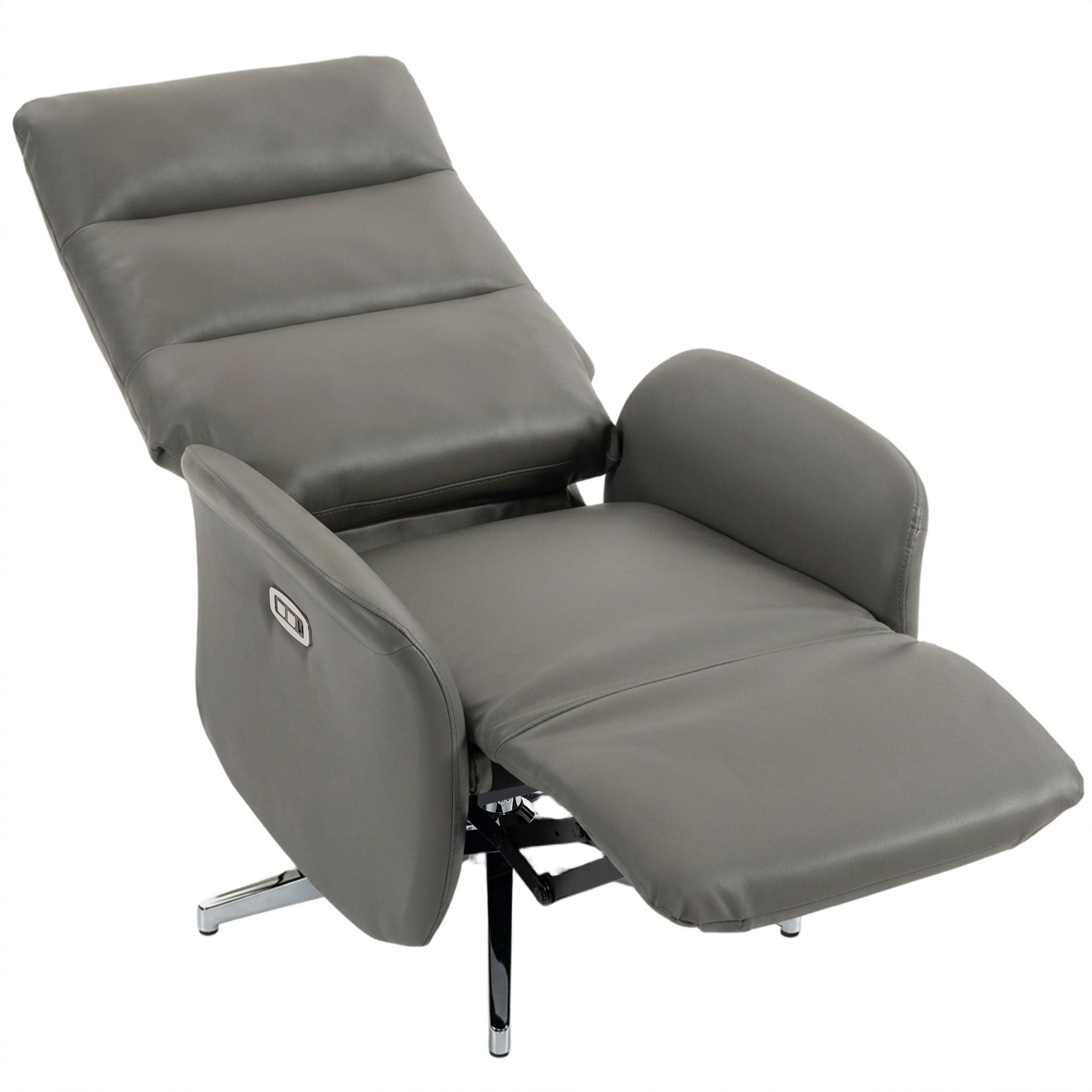 Electric Recliner Armchair, PU Leather Swivel Recliner Chair with Type C+USB, 160° Reclining Chair with Adjustable Leg Rest for Home Living Room Theater, Dark Grey