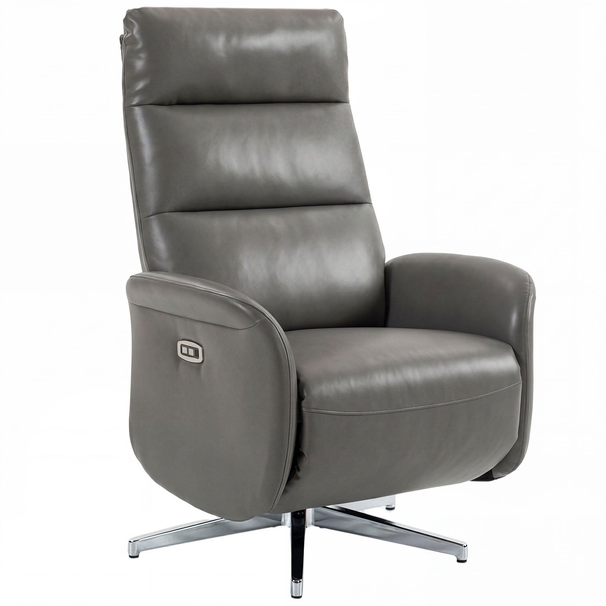 Electric Recliner Armchair, PU Leather Swivel Recliner Chair with Type C+USB, 160° Reclining Chair with Adjustable Leg Rest for Home Living Room Theater, Dark Grey