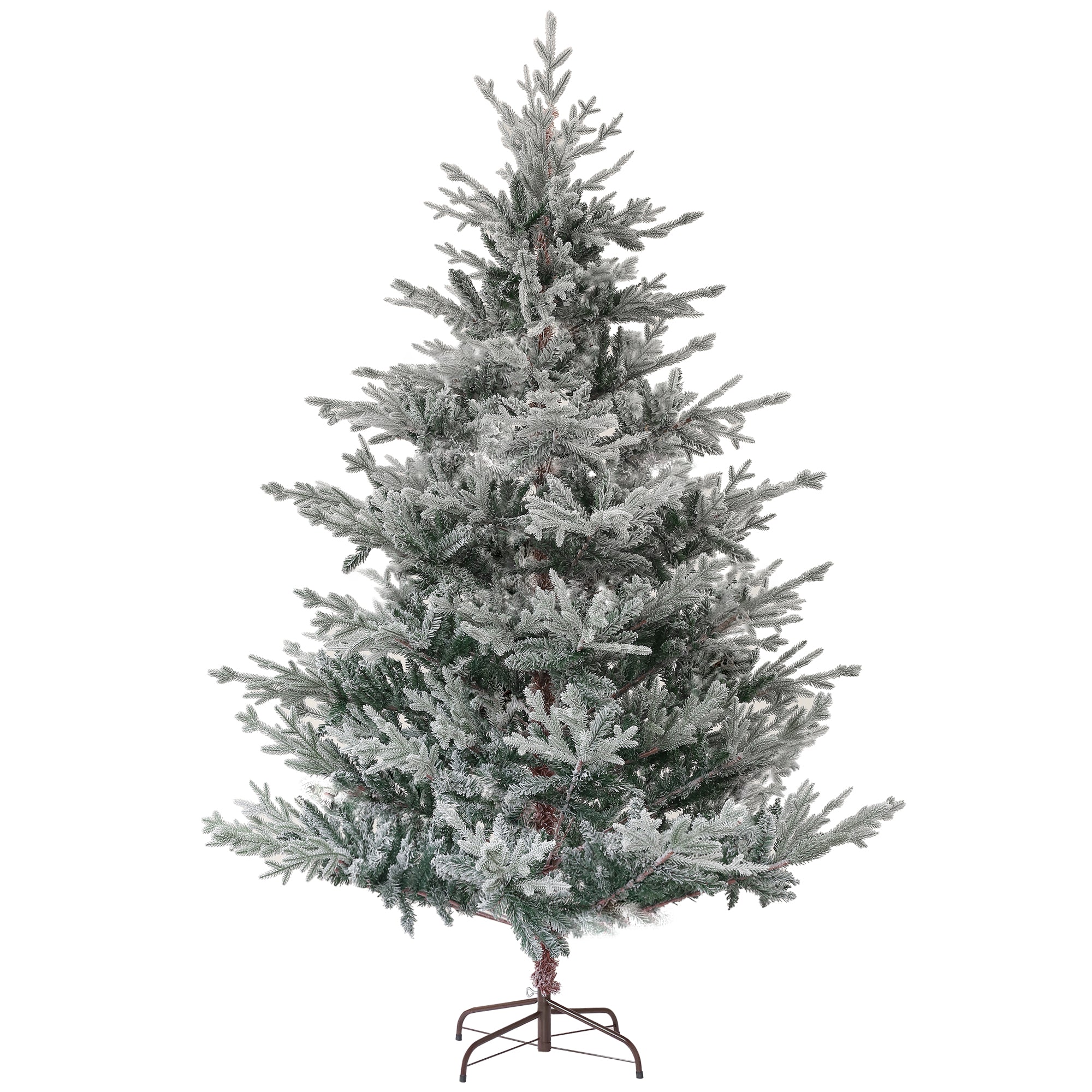 7.5ft Nordic Pine Artificial Christmas Tree with 1218 Snow Flocked Tips, Foldable Metal Stand, Easy Assembly, Hinged Xmas Tree for Home Office Holiday
