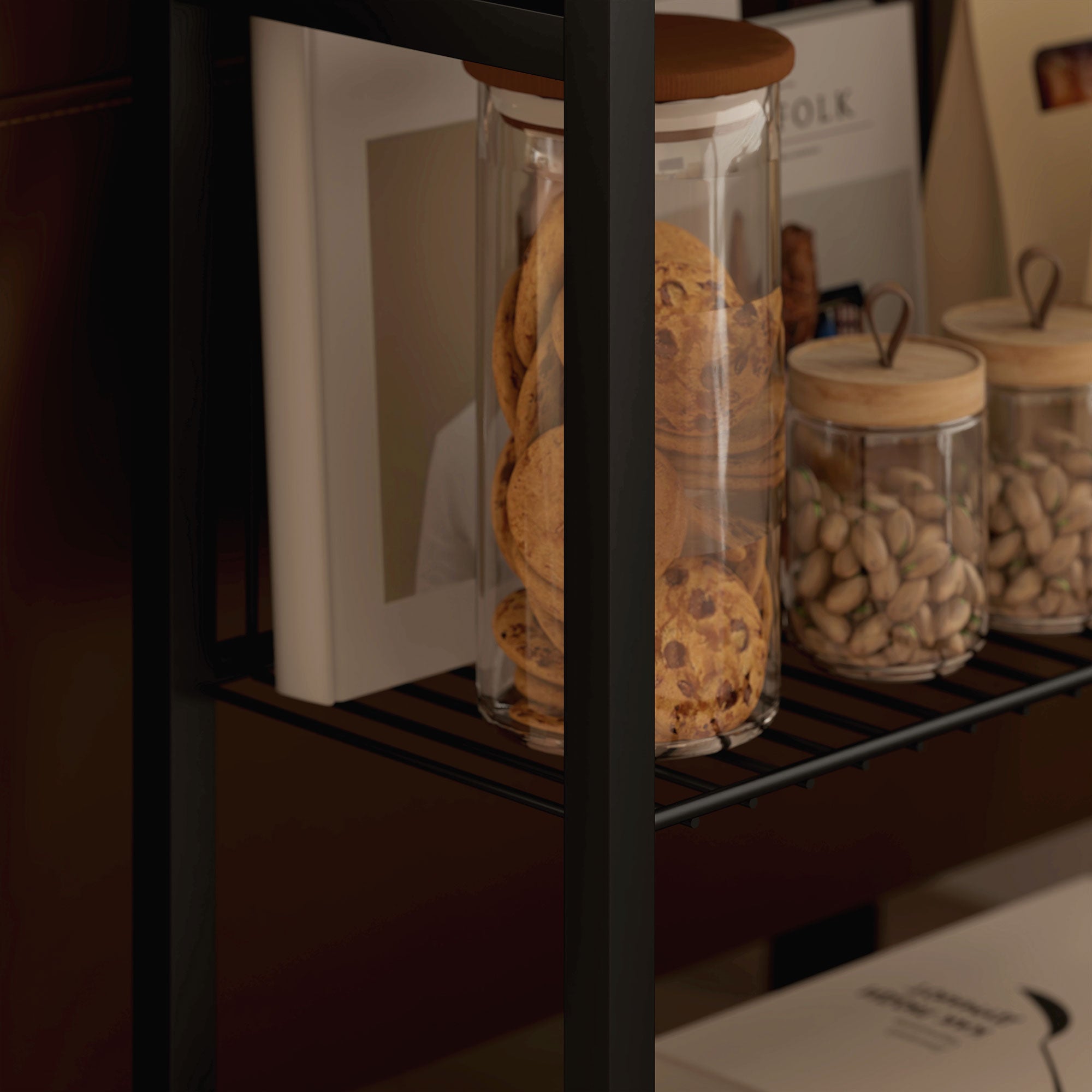 HOMCOM Side Table with 3-Tier Storage, Small Bedside Table, Sofa End Table with Steel Frame for Living Room, Bedroom, Grey