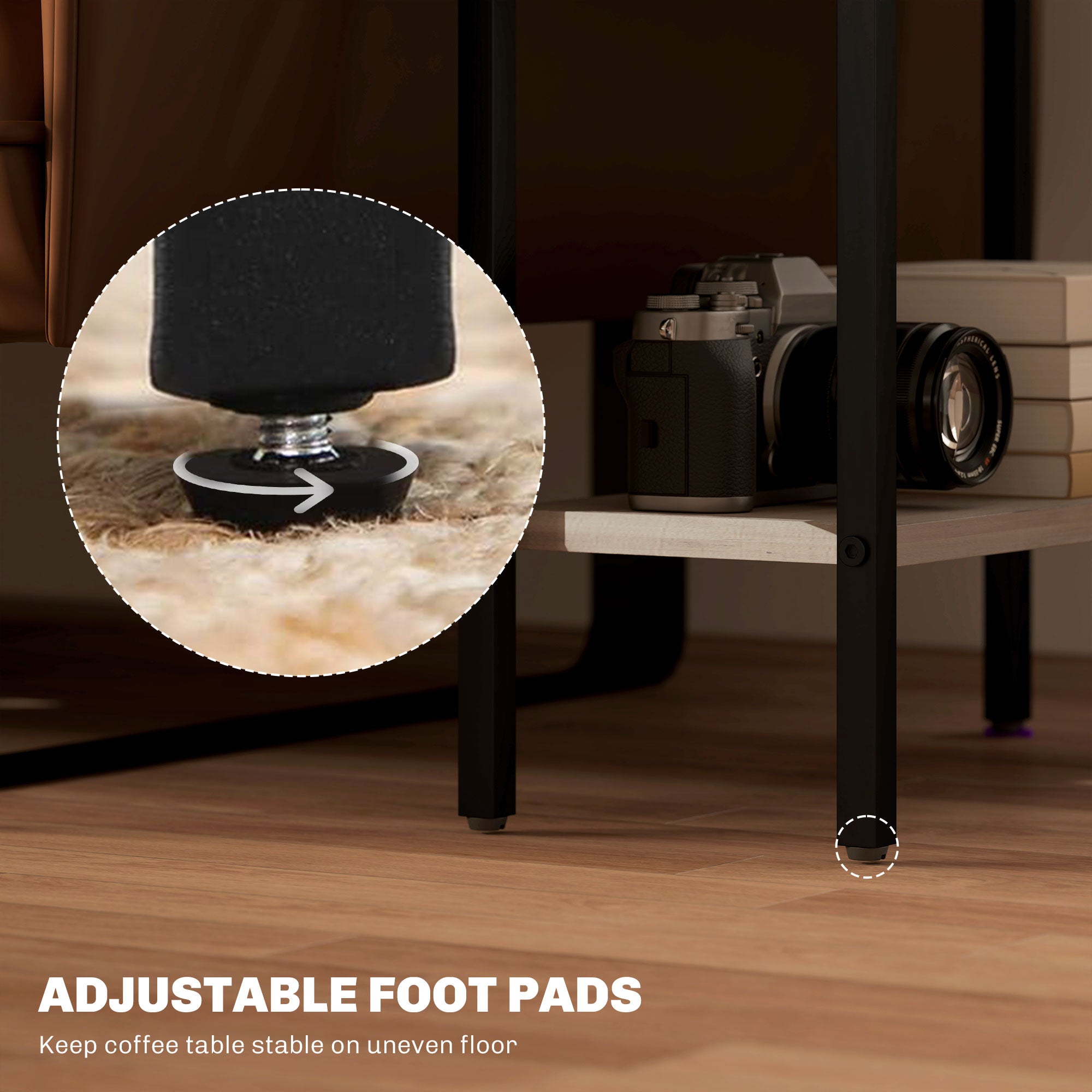 HOMCOM Side Table with 3-Tier Storage, Small Bedside Table, Sofa End Table with Steel Frame for Living Room, Bedroom, Grey