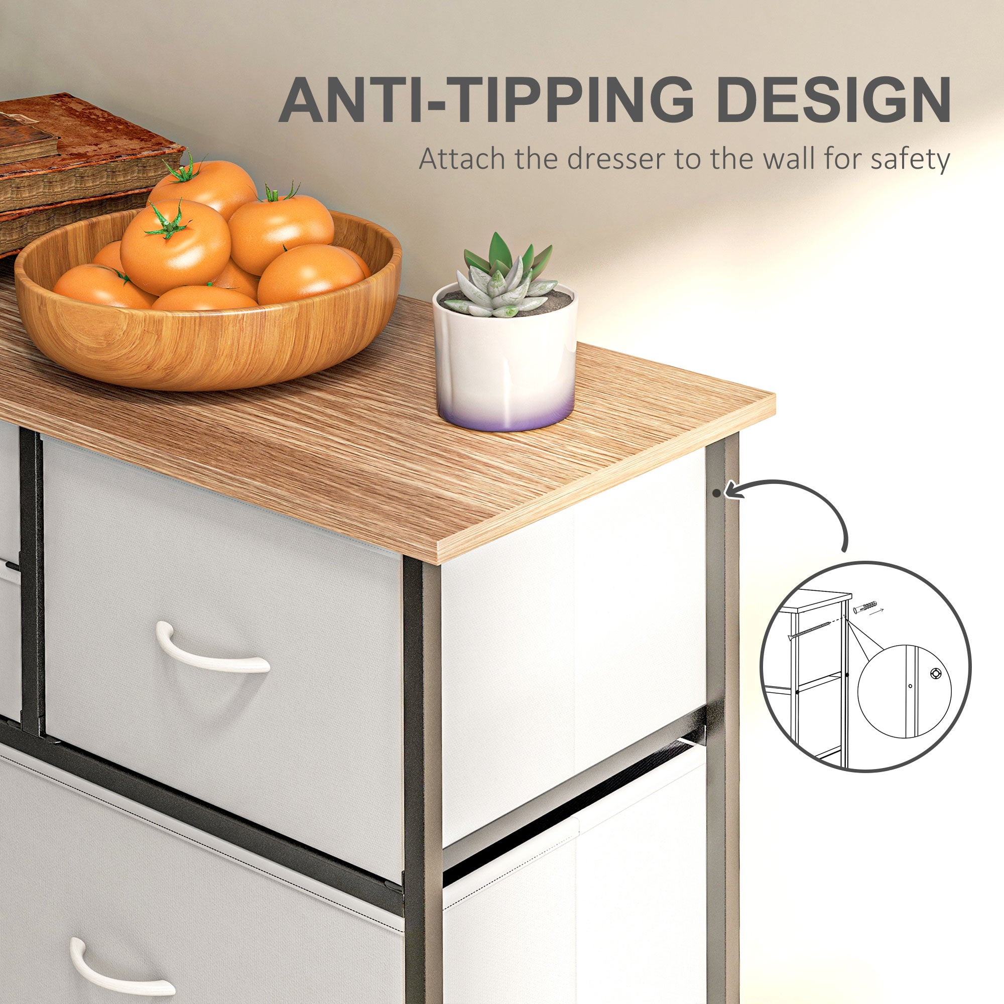 Chest of Drawers for Bedroom, Fabric Dresser, 10 Drawer Storage Organizer Unit with Foldable Drawers and Steel Frame, Multicolour