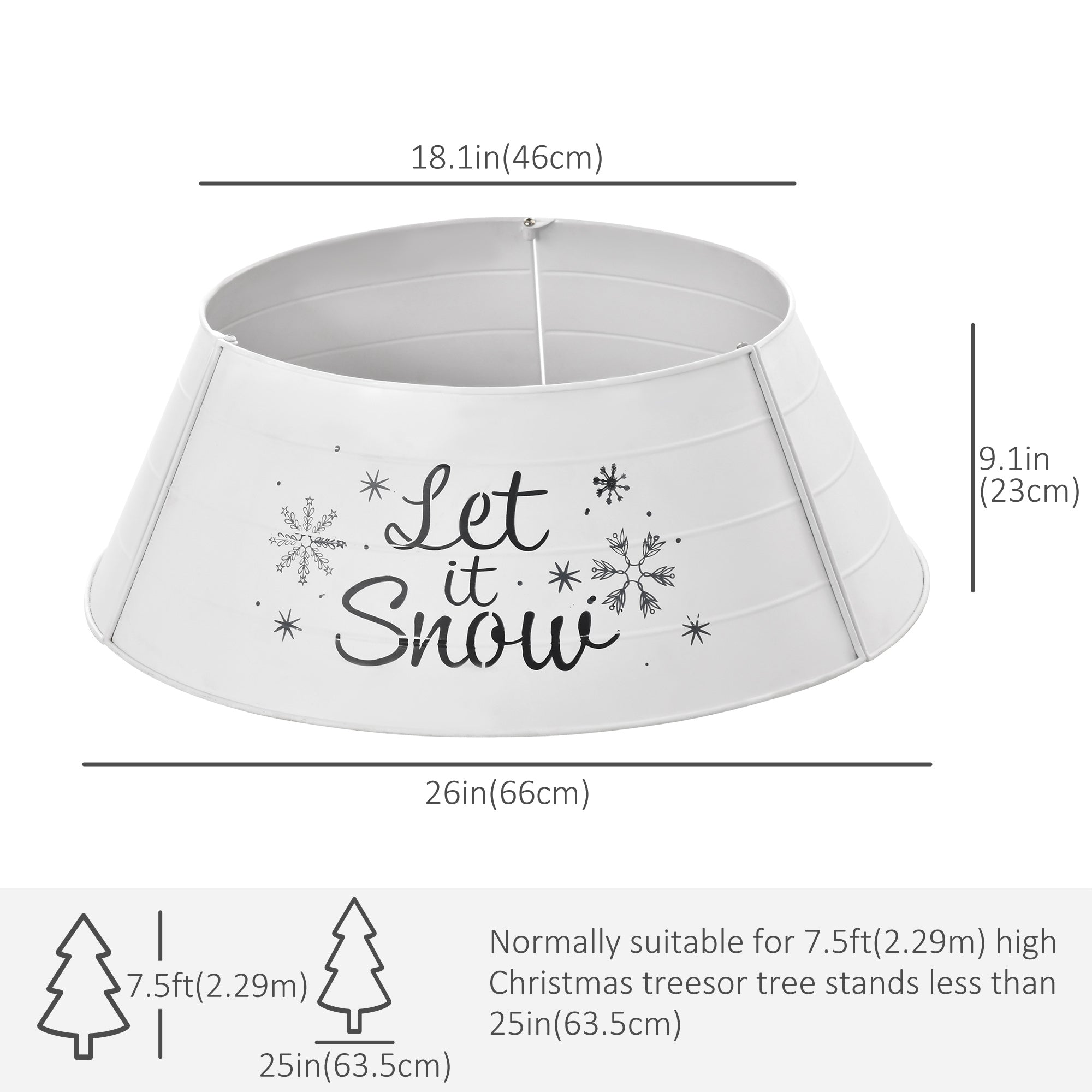 HOMCOM Metal Christmas Tree Collar, 26 Inch Christmas Tree Ring, Xmas Tree Skirt for Artificial Christmas Tree Decoration, White