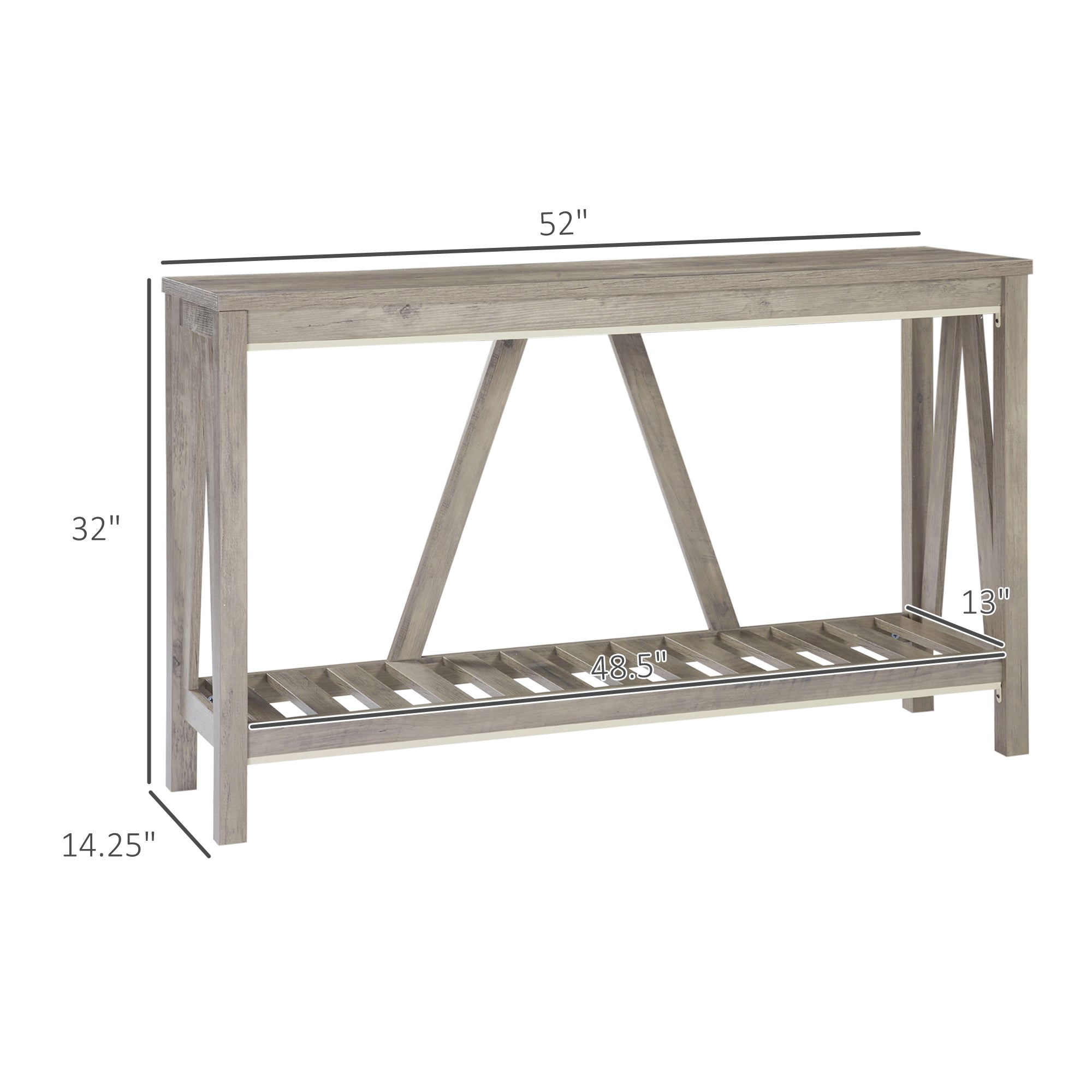 Farmhouse Console Table with Storage Shelf, Entryway Table for Living Room, Gray - HOMCOM