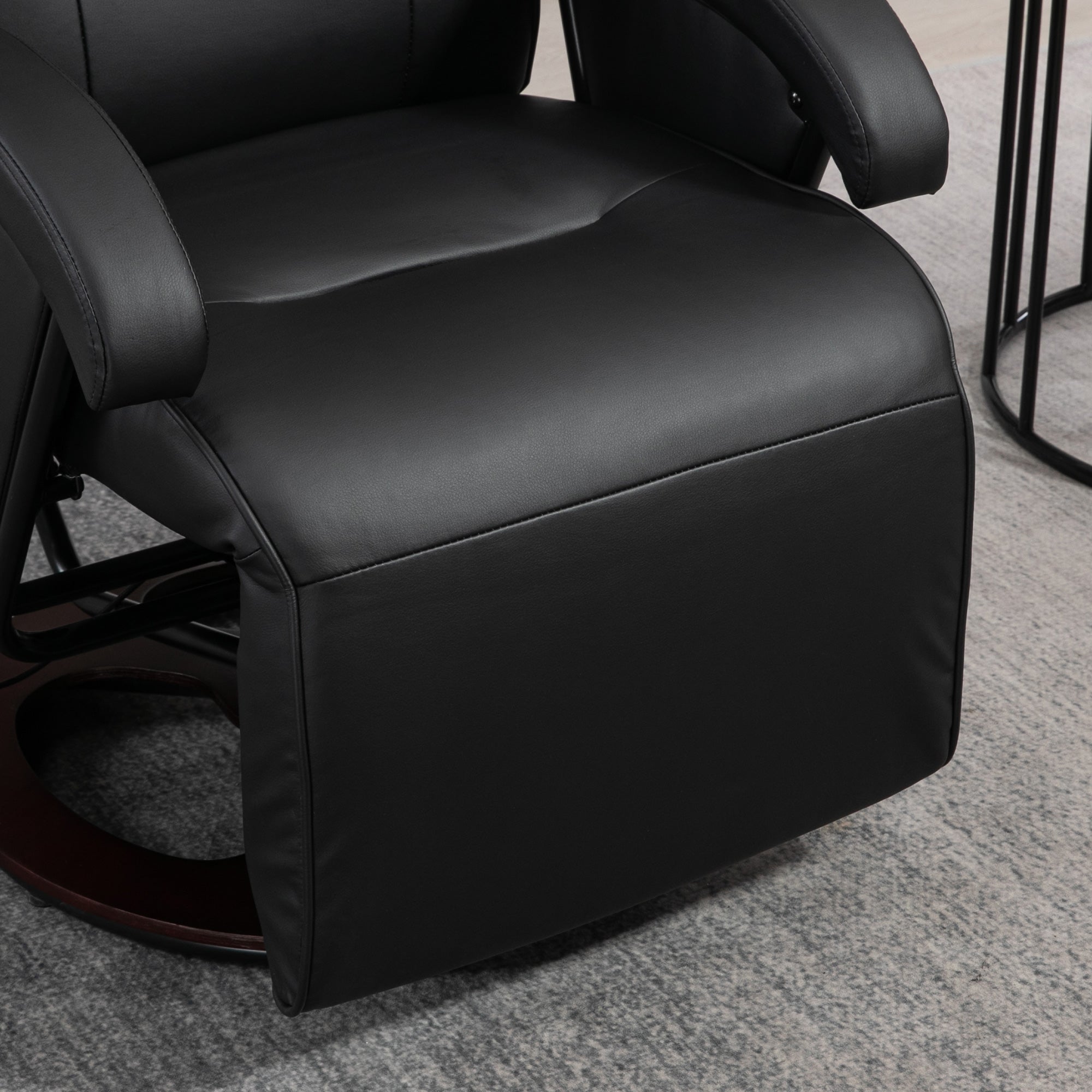Swivel Recliner Chair with Footrest and Armrest, Black