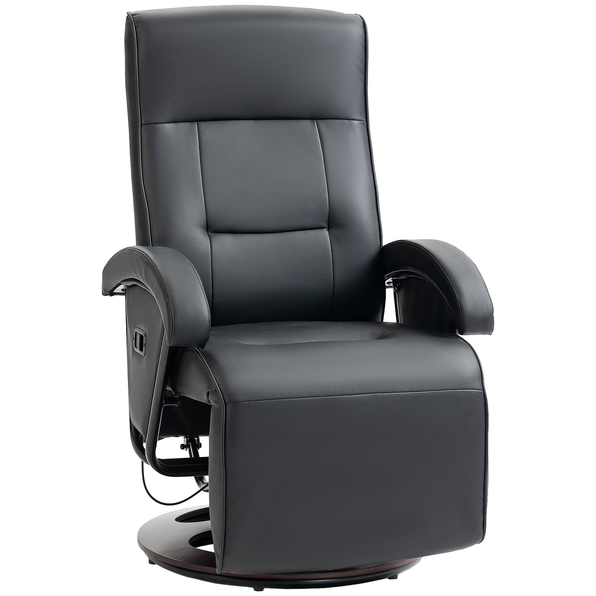Swivel Recliner Chair with Footrest and Armrest, Black