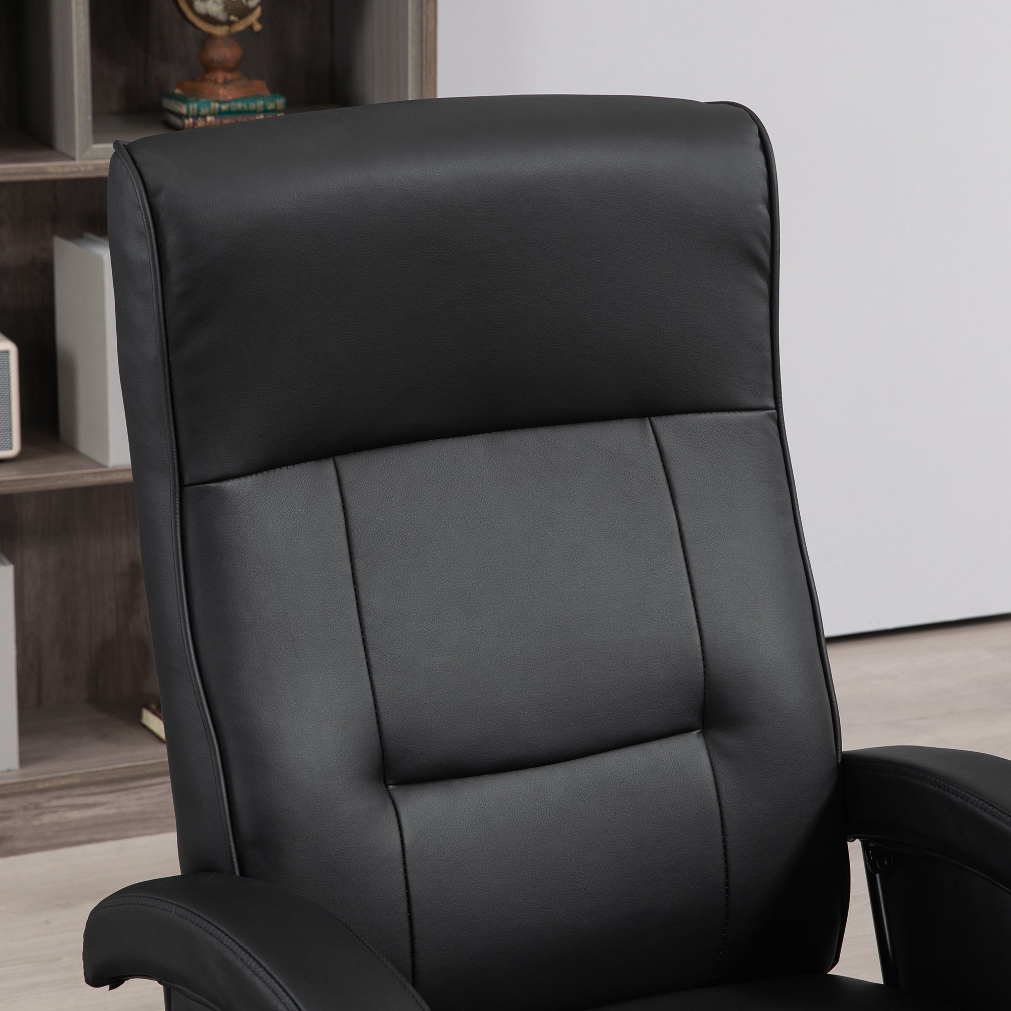 Swivel Recliner Chair with Footrest and Armrest, Black