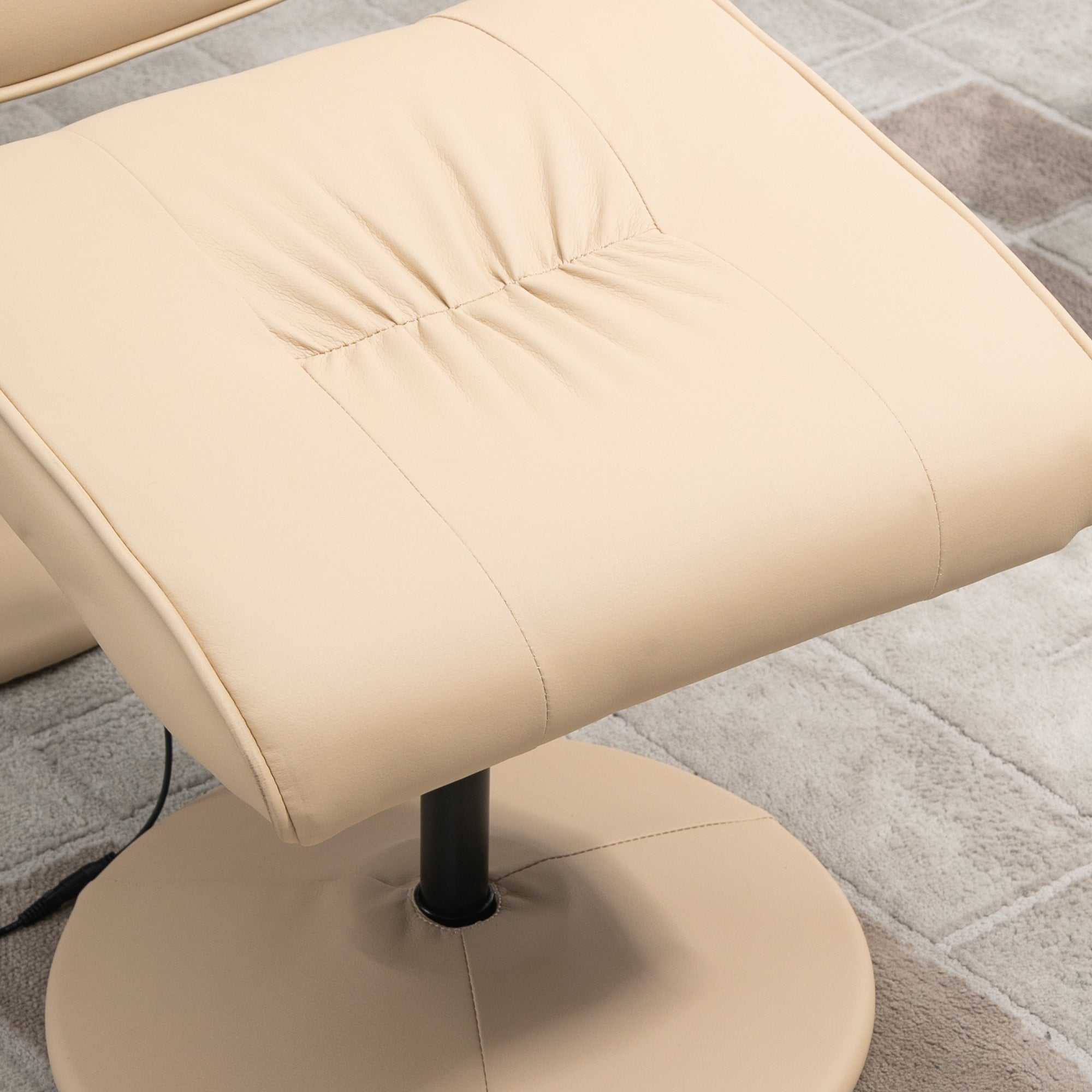 HOMCOM Manual Sofa Reclining Armchair PU Leather Massage Recliner Chair and Ottoman, Cream