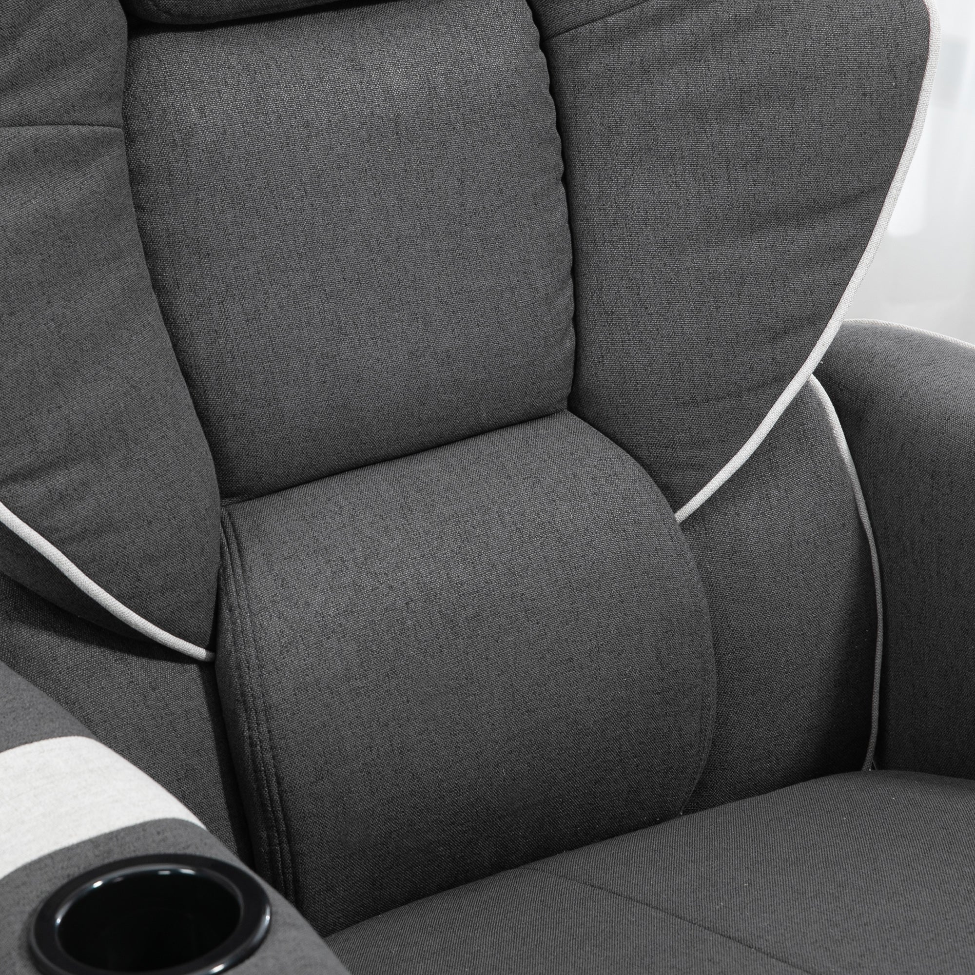 Manual Recliner Swivel Lounge Armchair with Footrest and Two Cup Holders Black