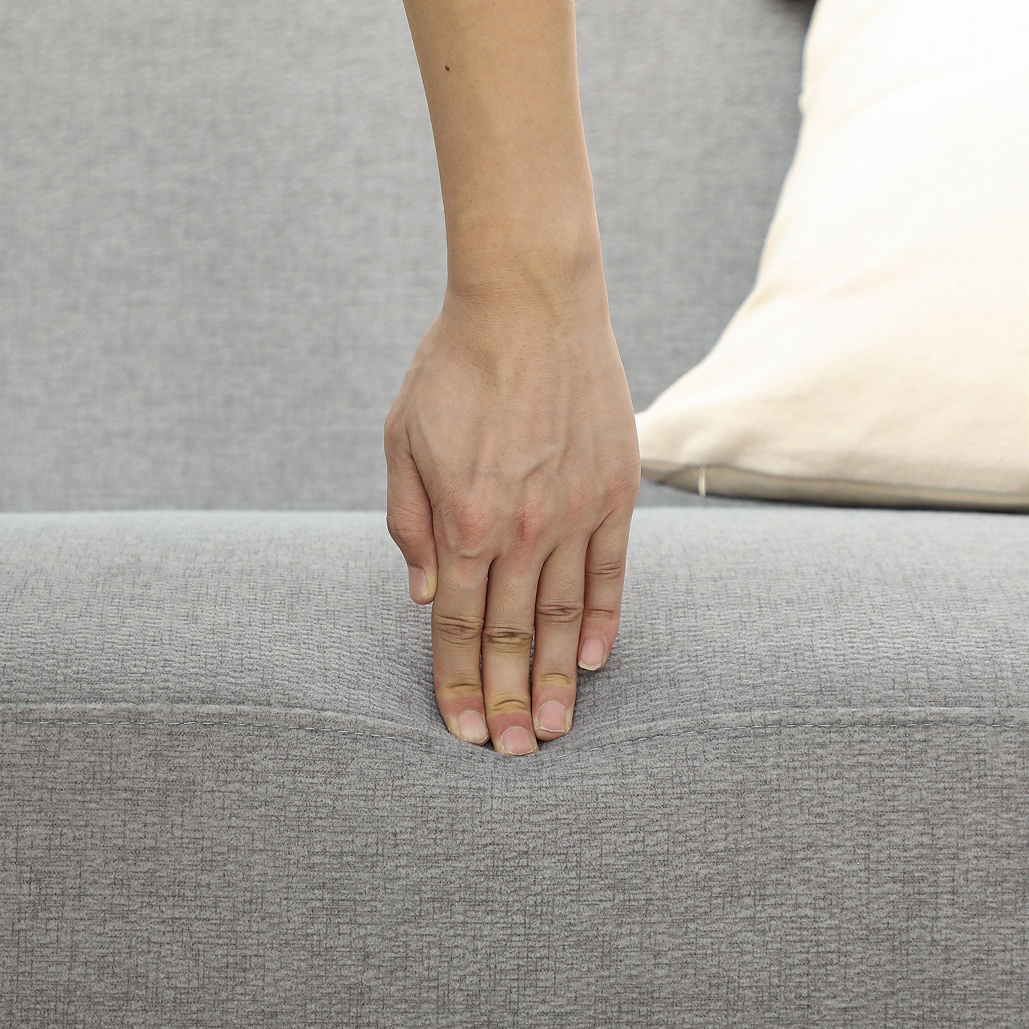 HOMCOM 2 Seater Sofa, Small Sofa Couch with 21cm Thick Padding and Wood Legs, Modern Velvet Feel Fabric Loveseat for Living Room, Bedroom, Home Office, Grey