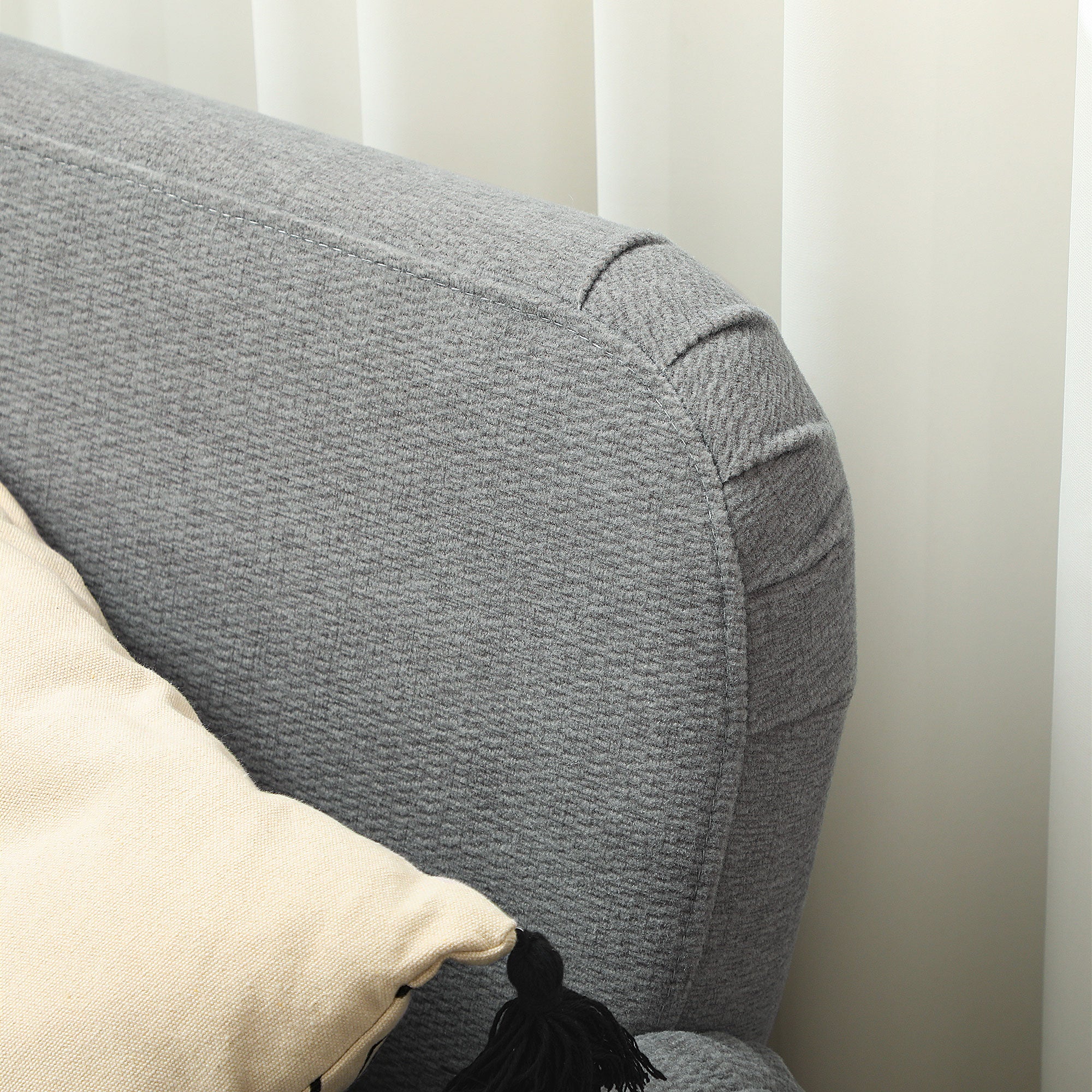 HOMCOM 2 Seater Sofa, Small Sofa Couch with 21cm Thick Padding and Wood Legs, Modern Velvet Feel Fabric Loveseat for Living Room, Bedroom, Home Office, Grey