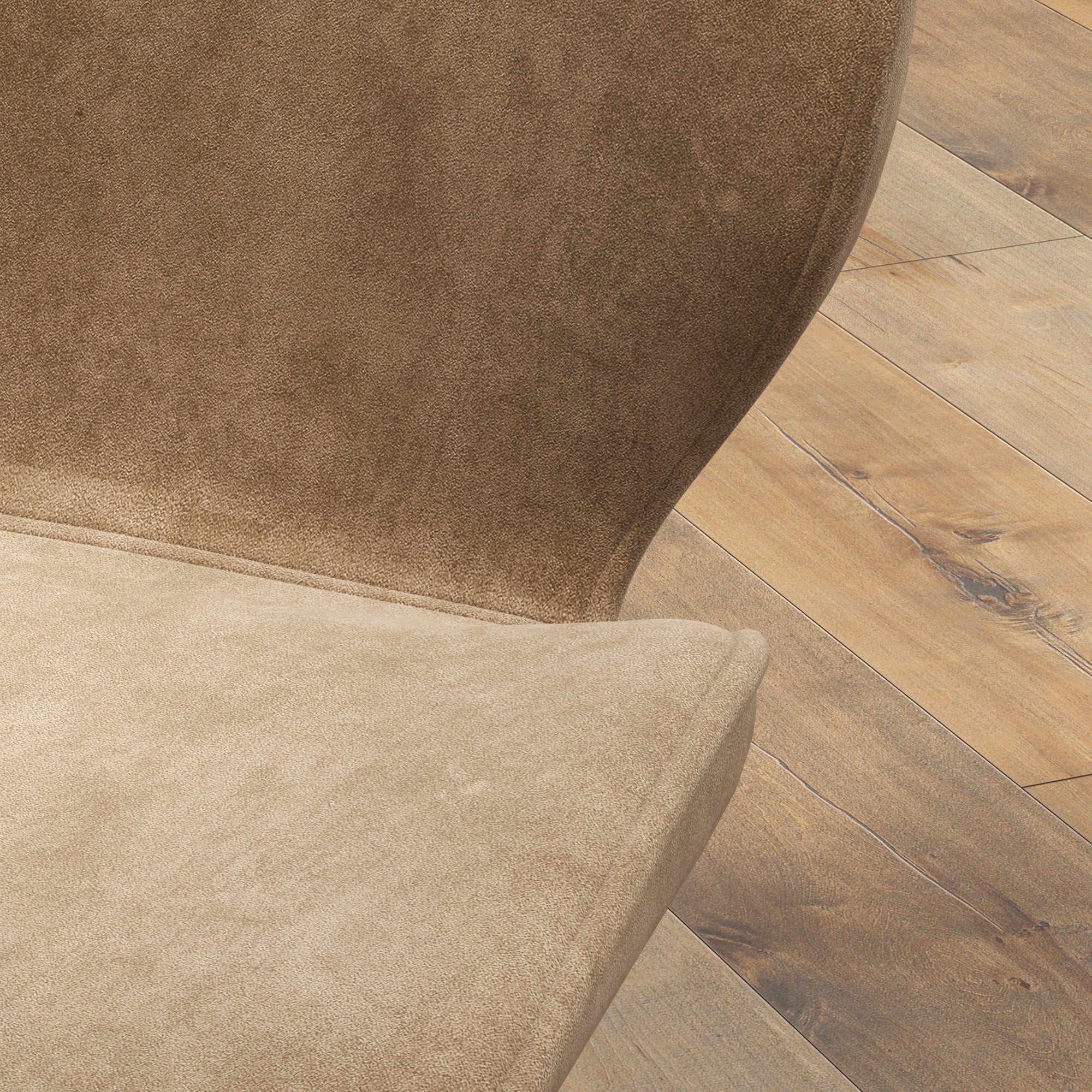 HOMCOM Dining Chairs Set of 2, Velvet Fabric Upholstered Kitchen Chairs with Solid Metal Legs for Dining Room, Living Room, Lounge, Light Brown